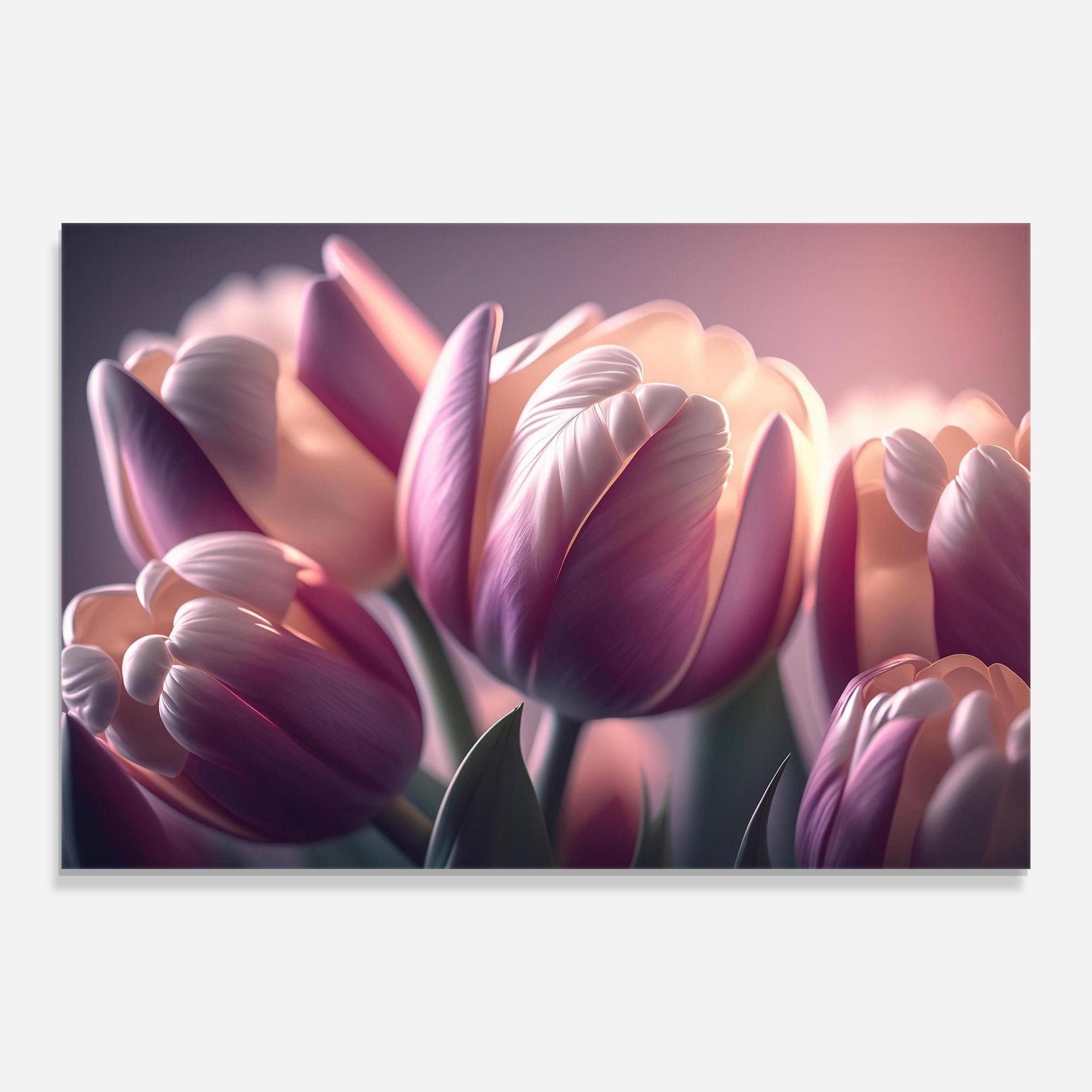 Стъклена картина Pastel Pink Tulips mockup 0
