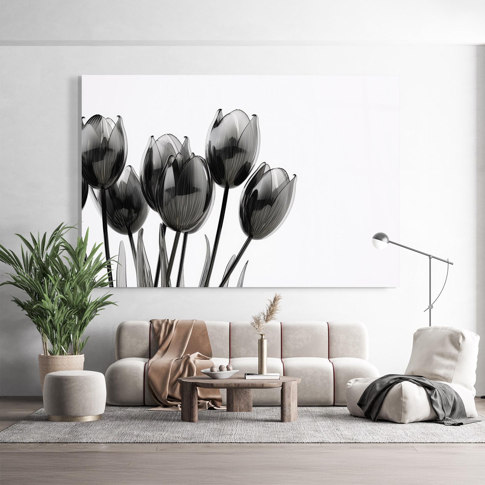 Стъклена картина Black Glass Tulips mockup 9
