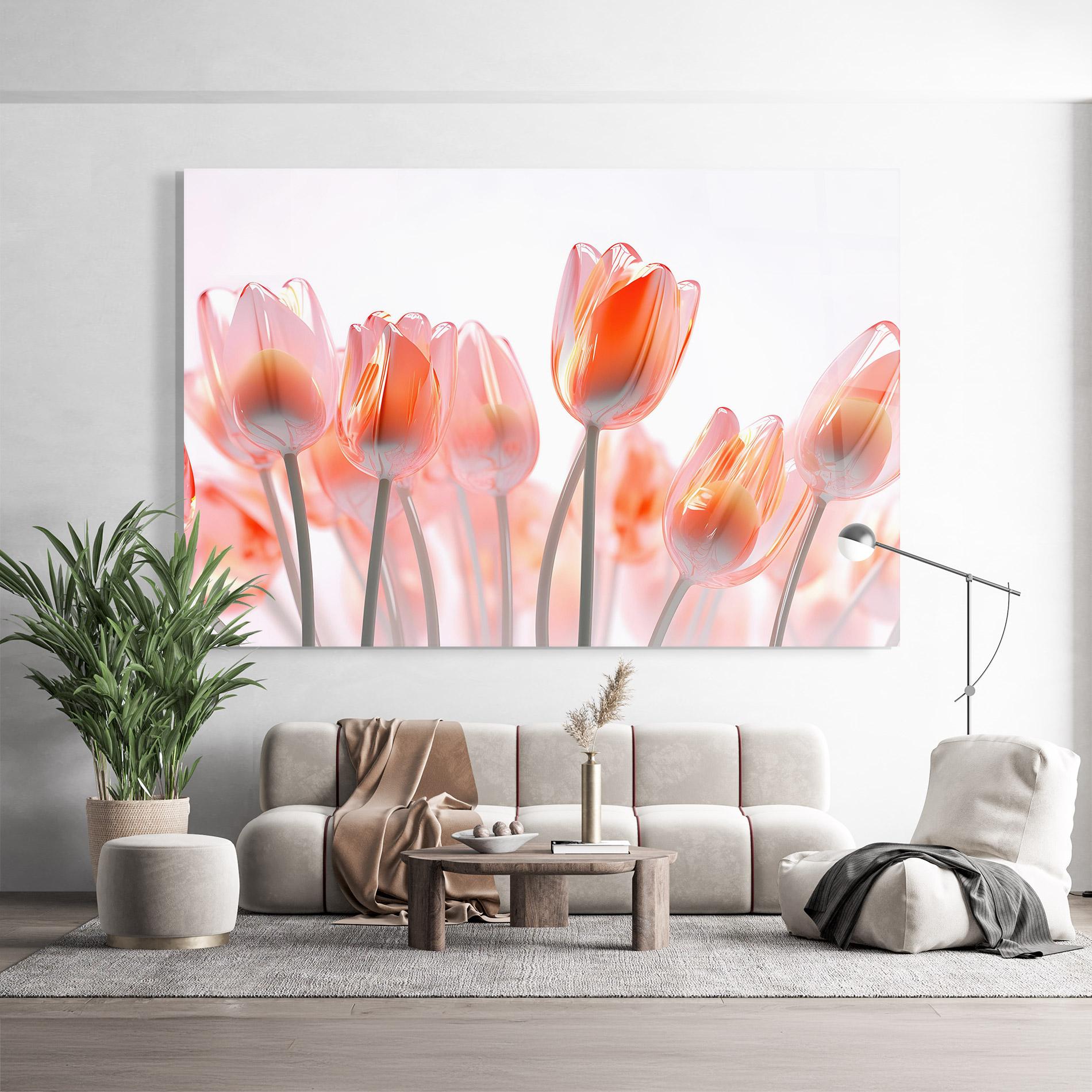 Стъклена картина Orange Glass Tulips mockup 9