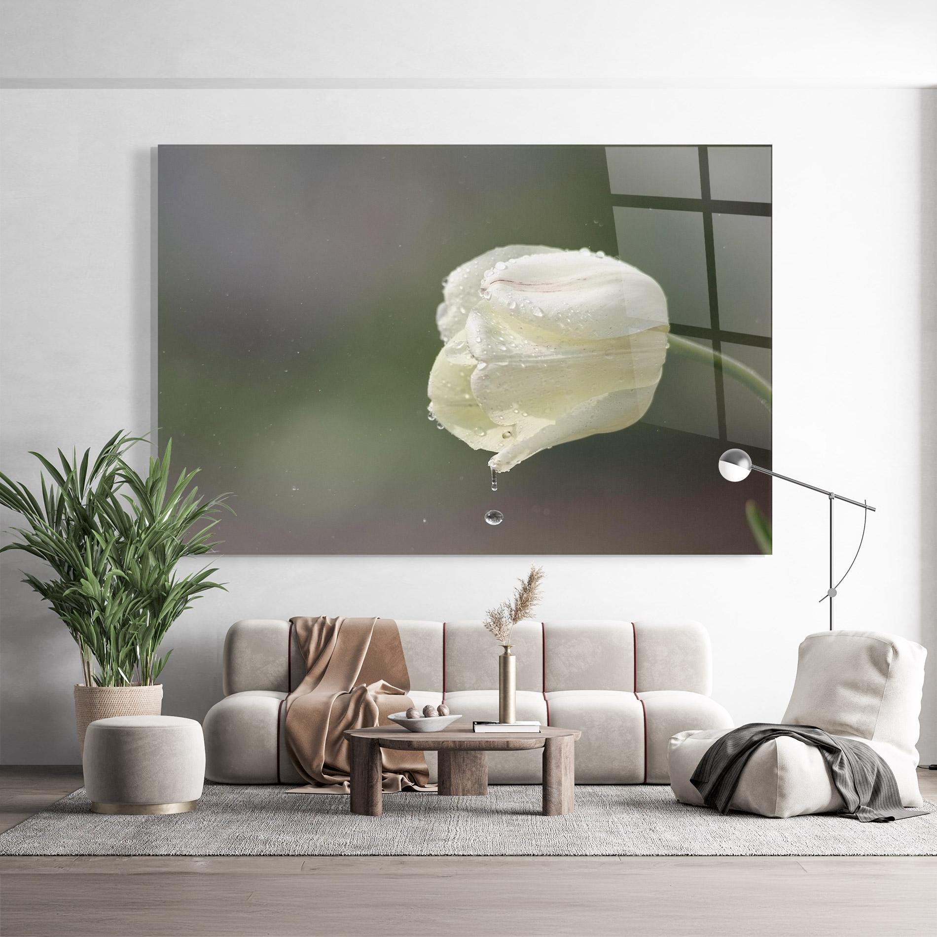 Стъклена картина White Single Tulip mockup 9