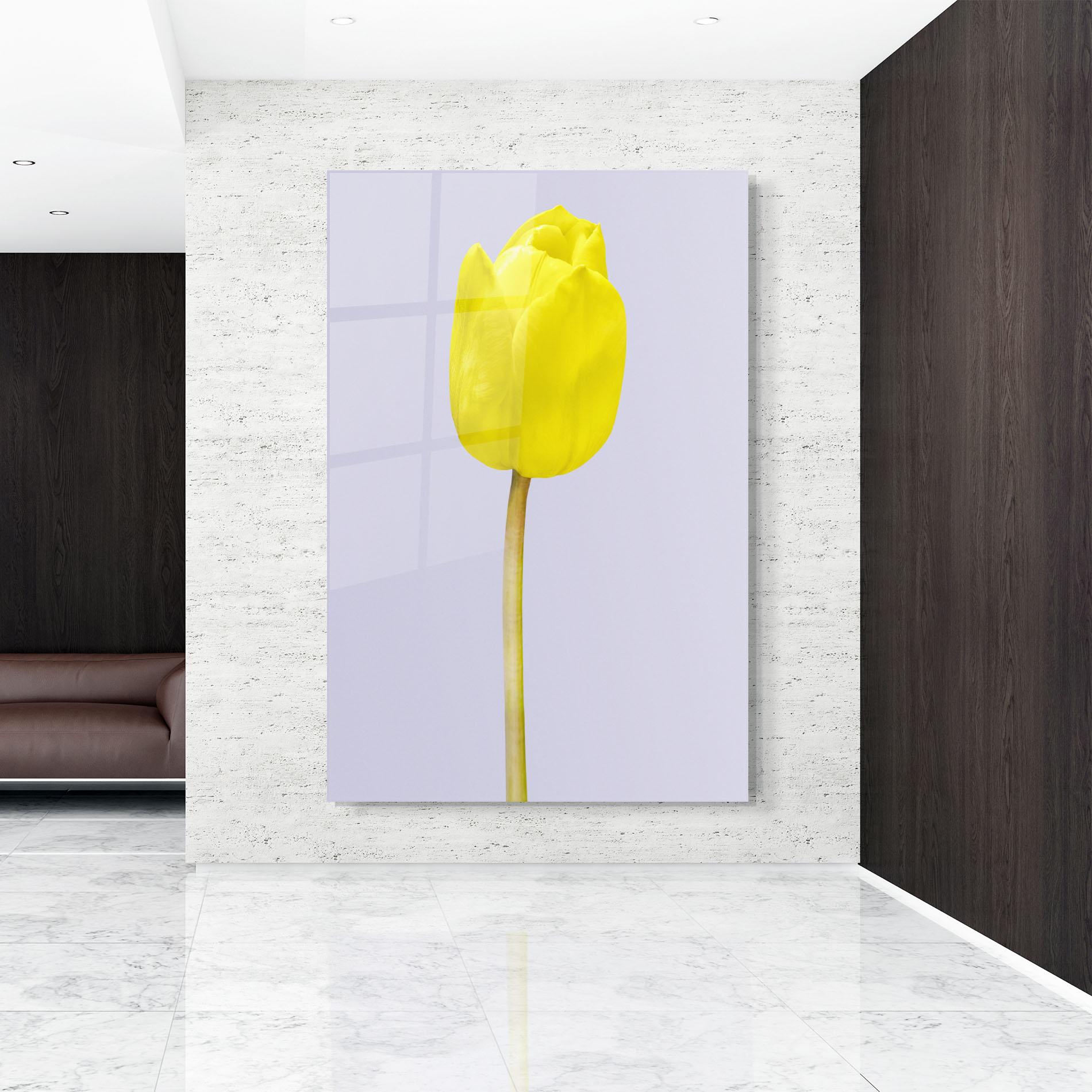 Стъклена картина One Yellow Tulip mockup 9