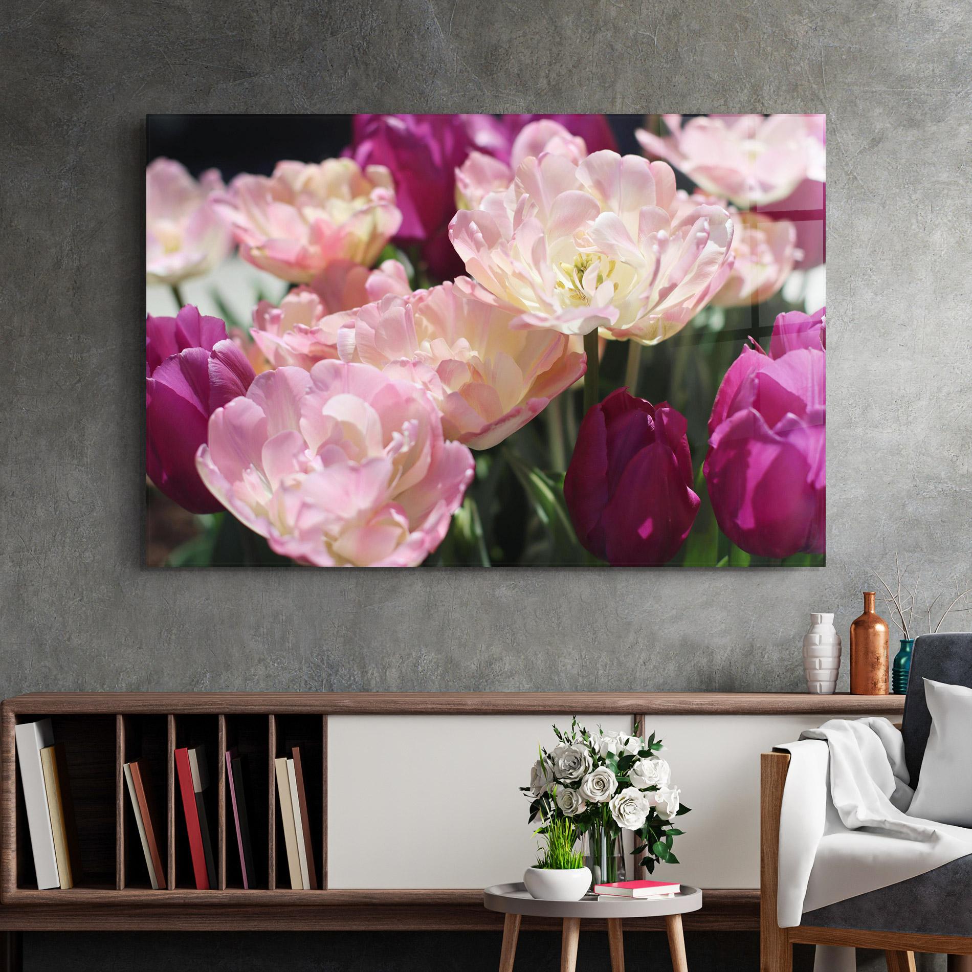 Стъклена картина Opened Tulips mockup 2