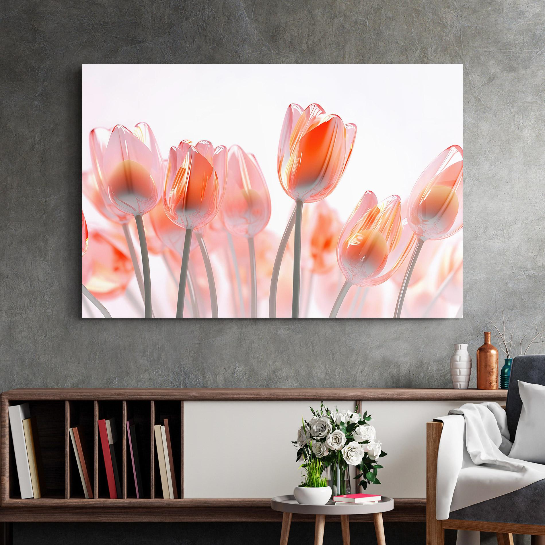 Стъклена картина Orange Glass Tulips mockup 2
