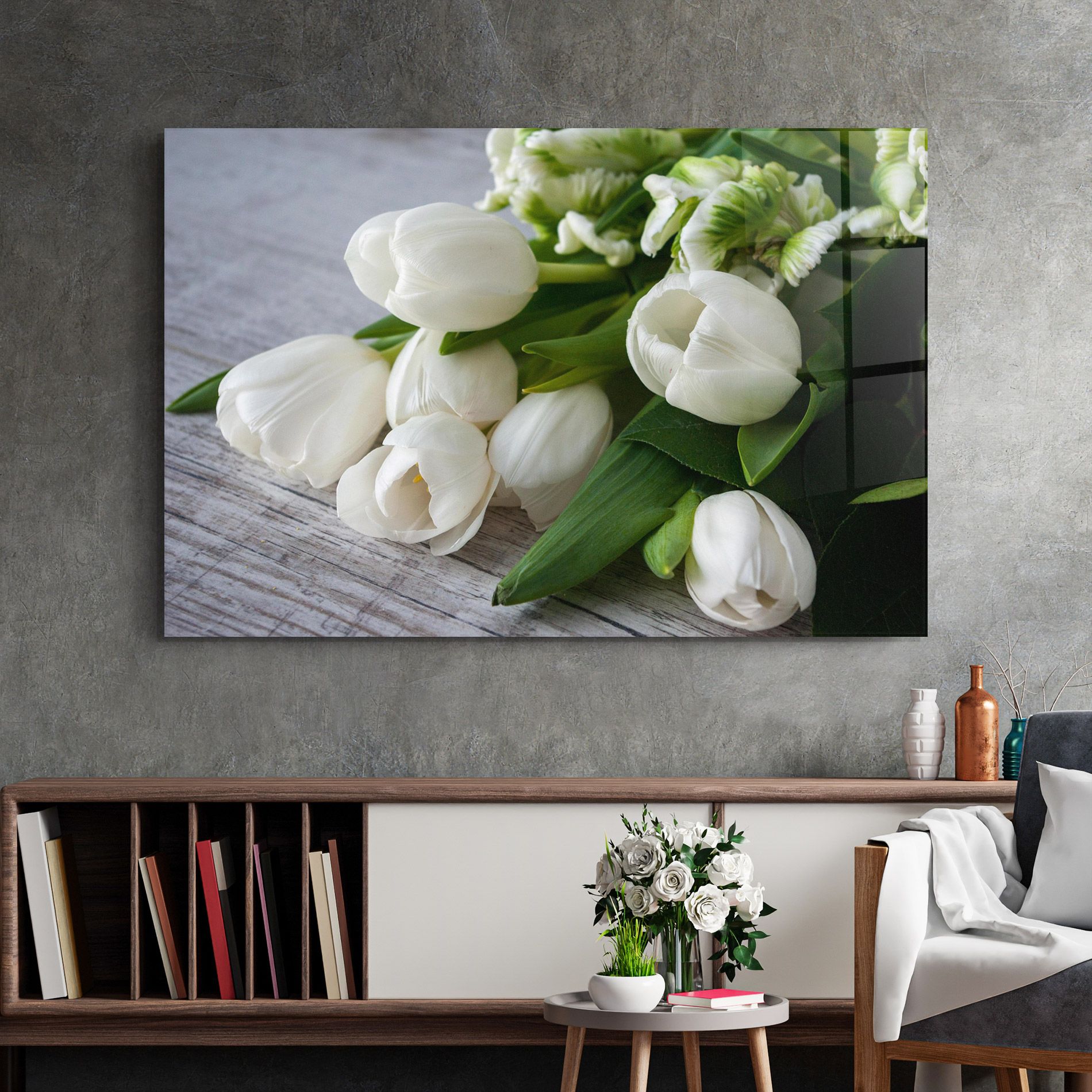 White Tulips Bouquet mockup 2