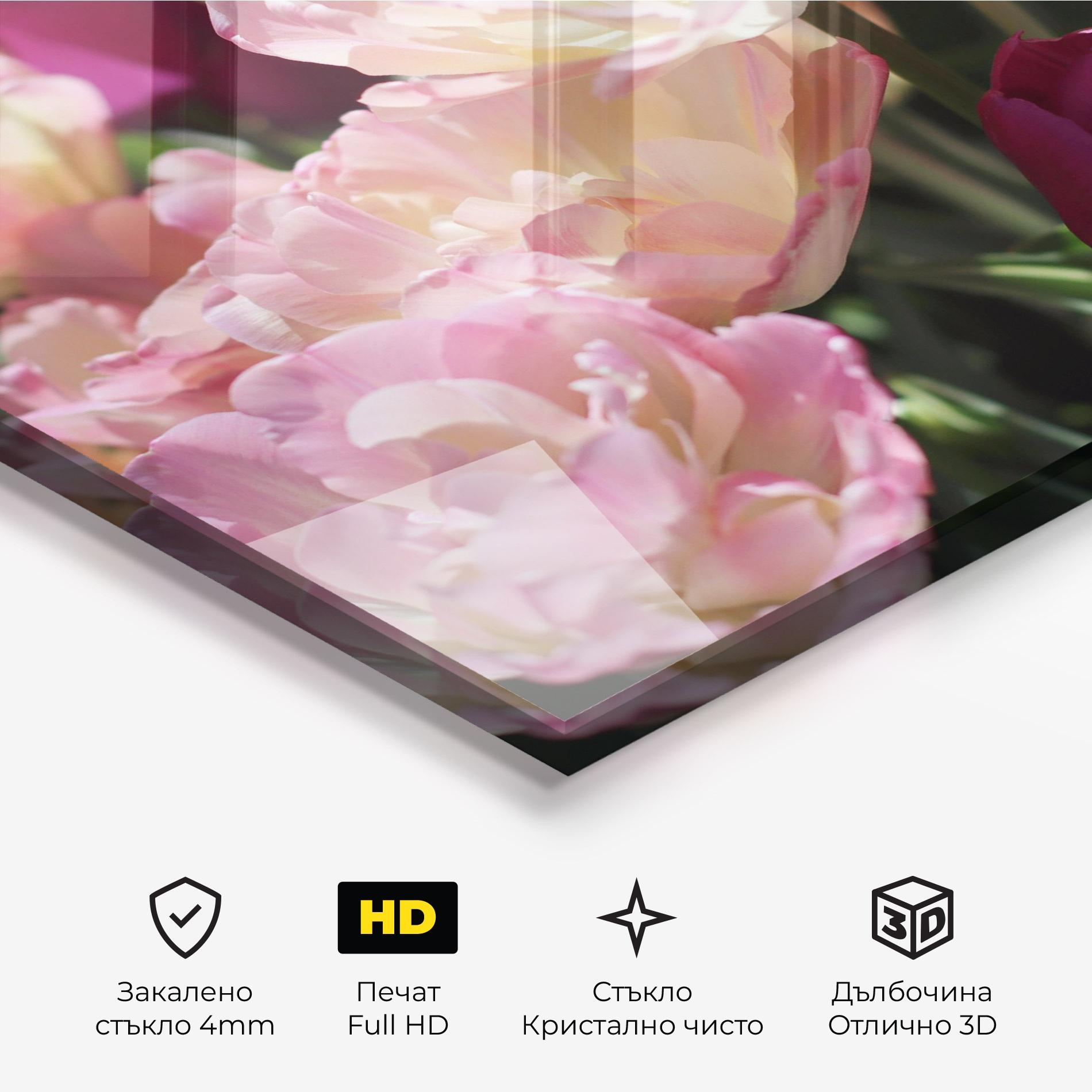 Стъклена картина Opened Tulips mockup 3