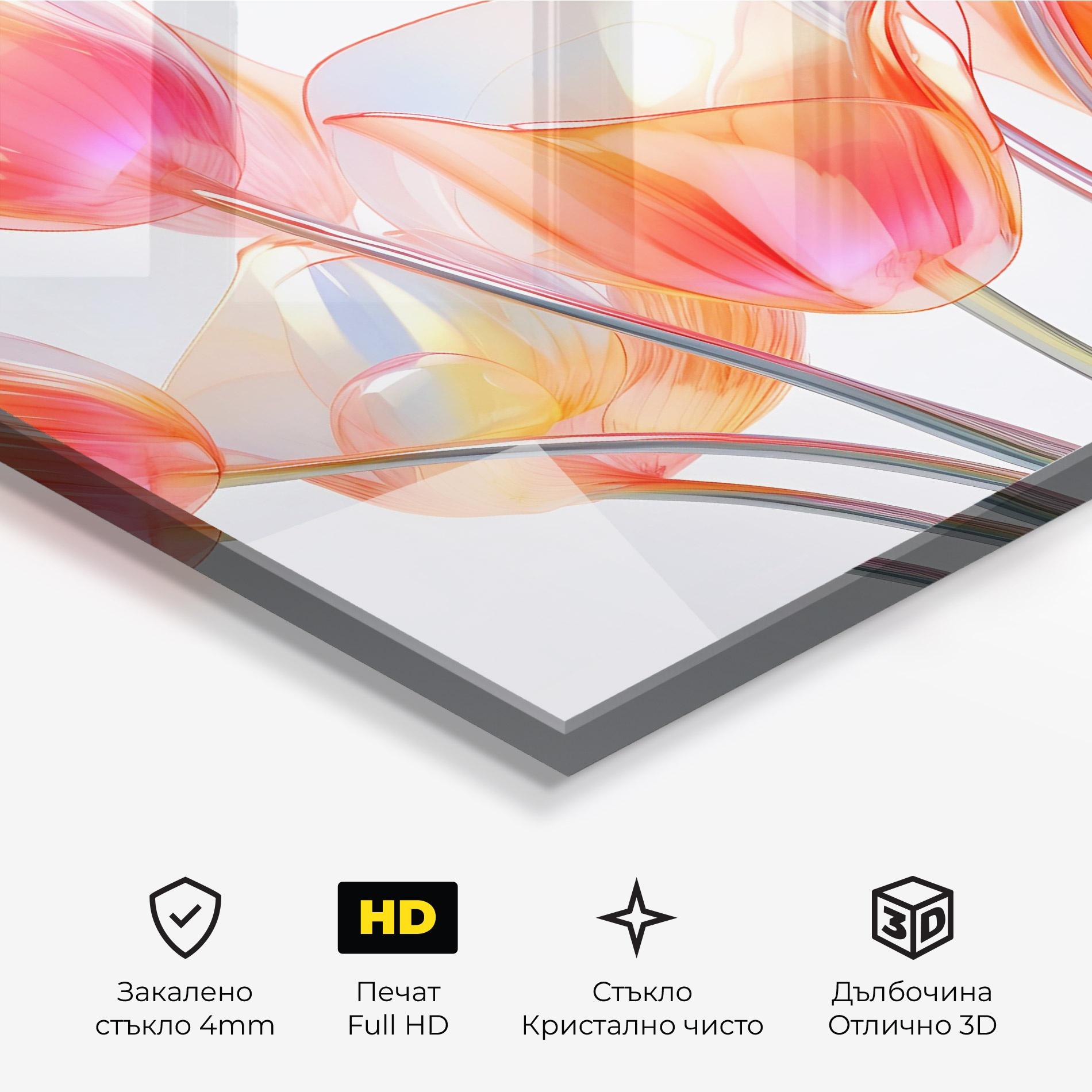 Стъклена картина Orange Glass Tulip mockup 3