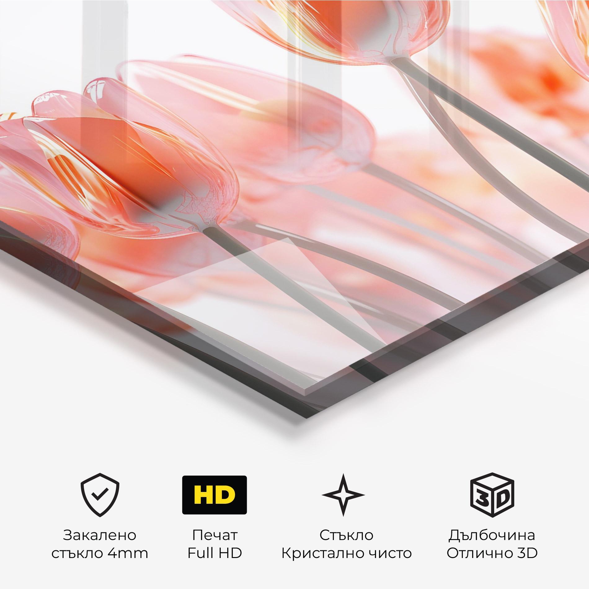 Стъклена картина Orange Glass Tulips mockup 3