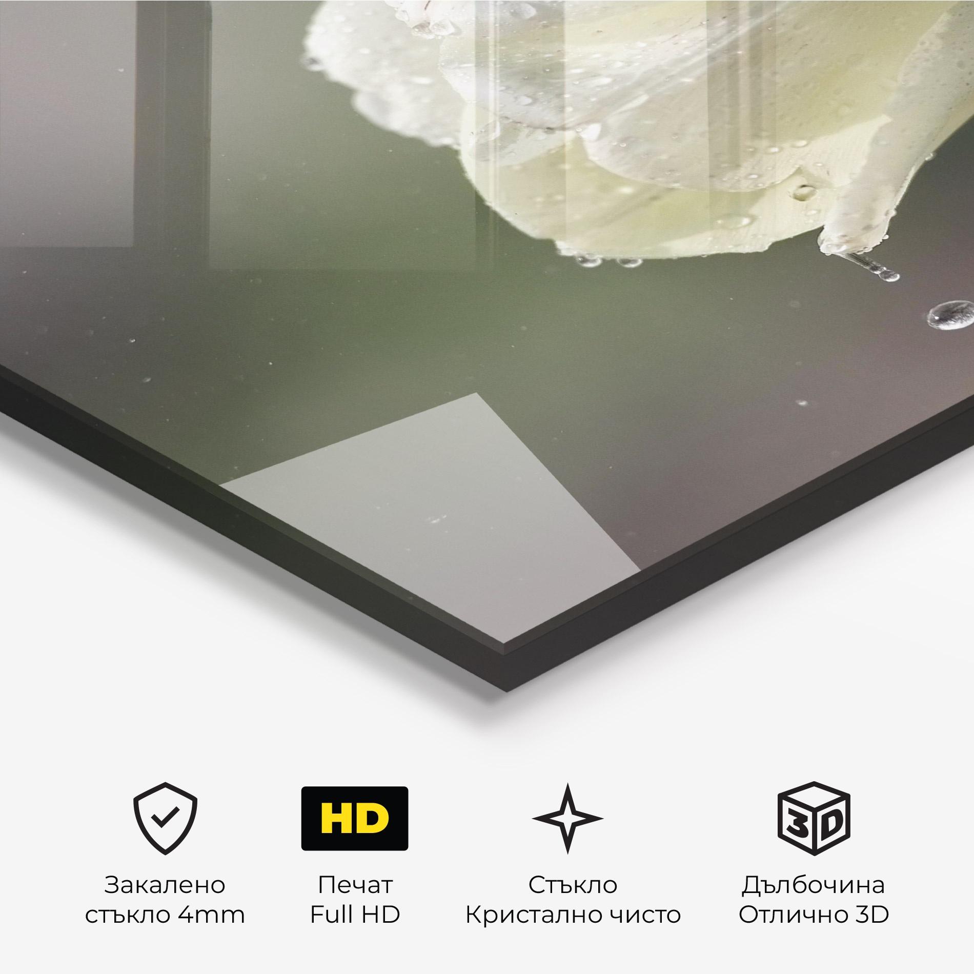 Стъклена картина White Single Tulip mockup 3