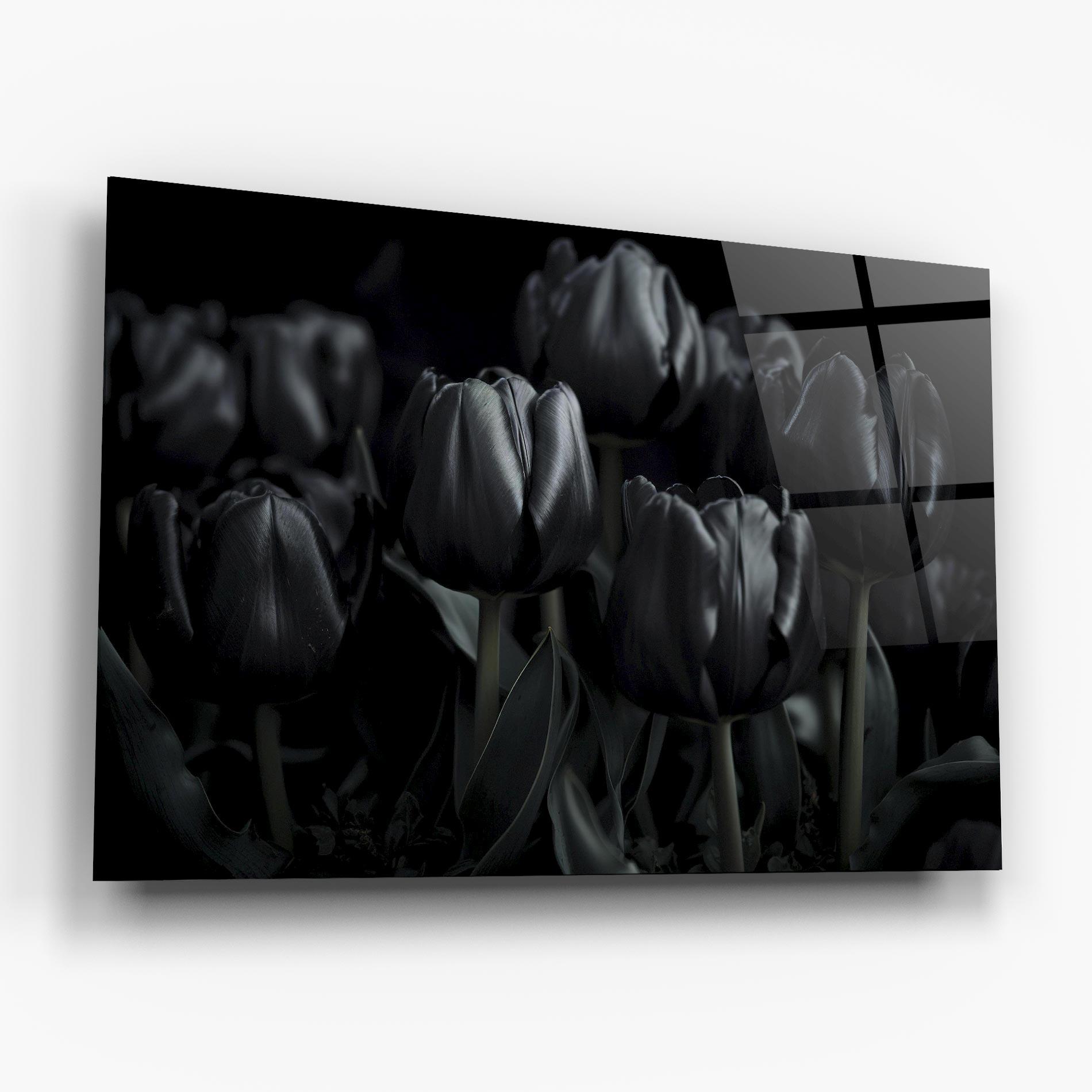 Стъклена картина Black Tulips mockup 6