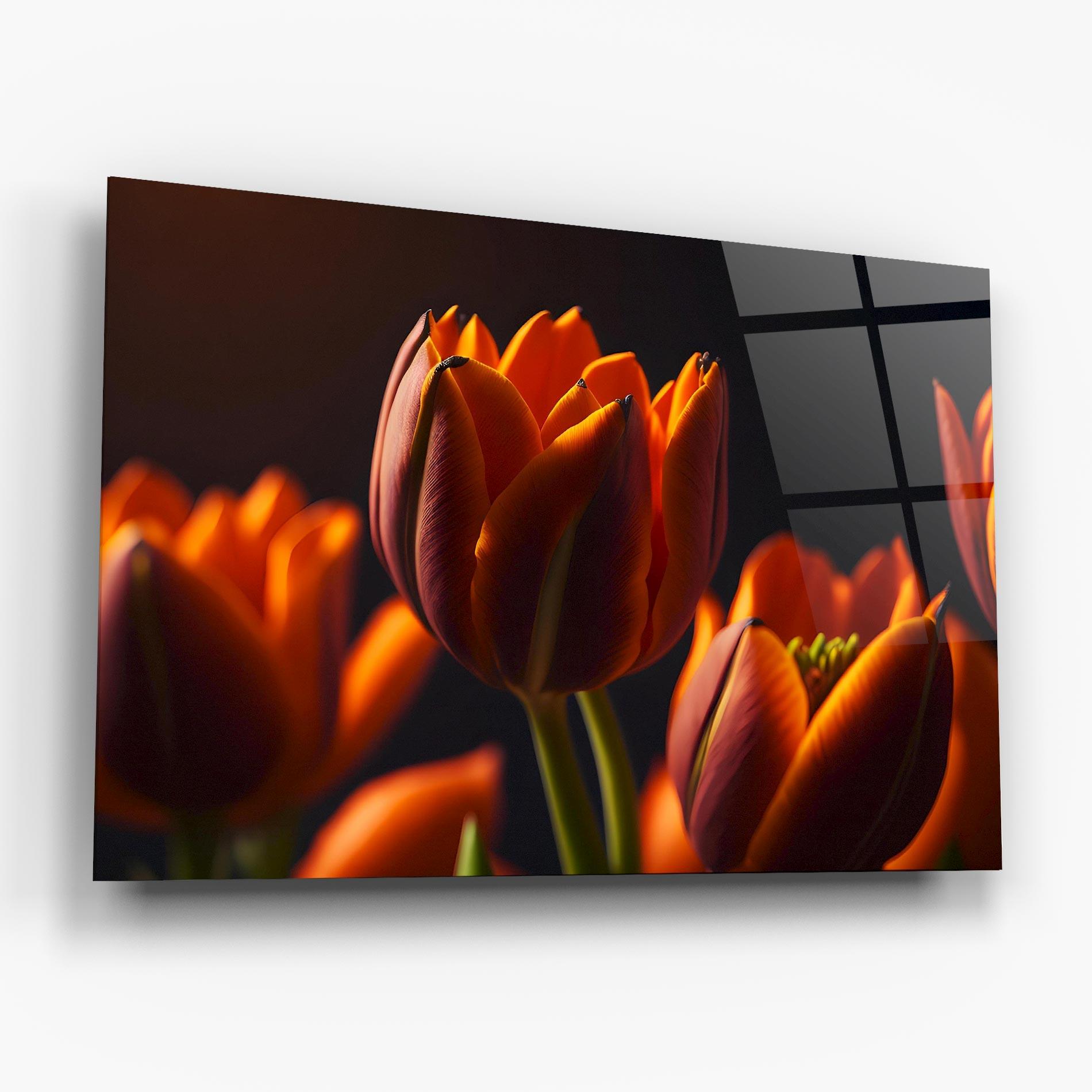 Стъклена картина Close Up Orange Tulip mockup 6