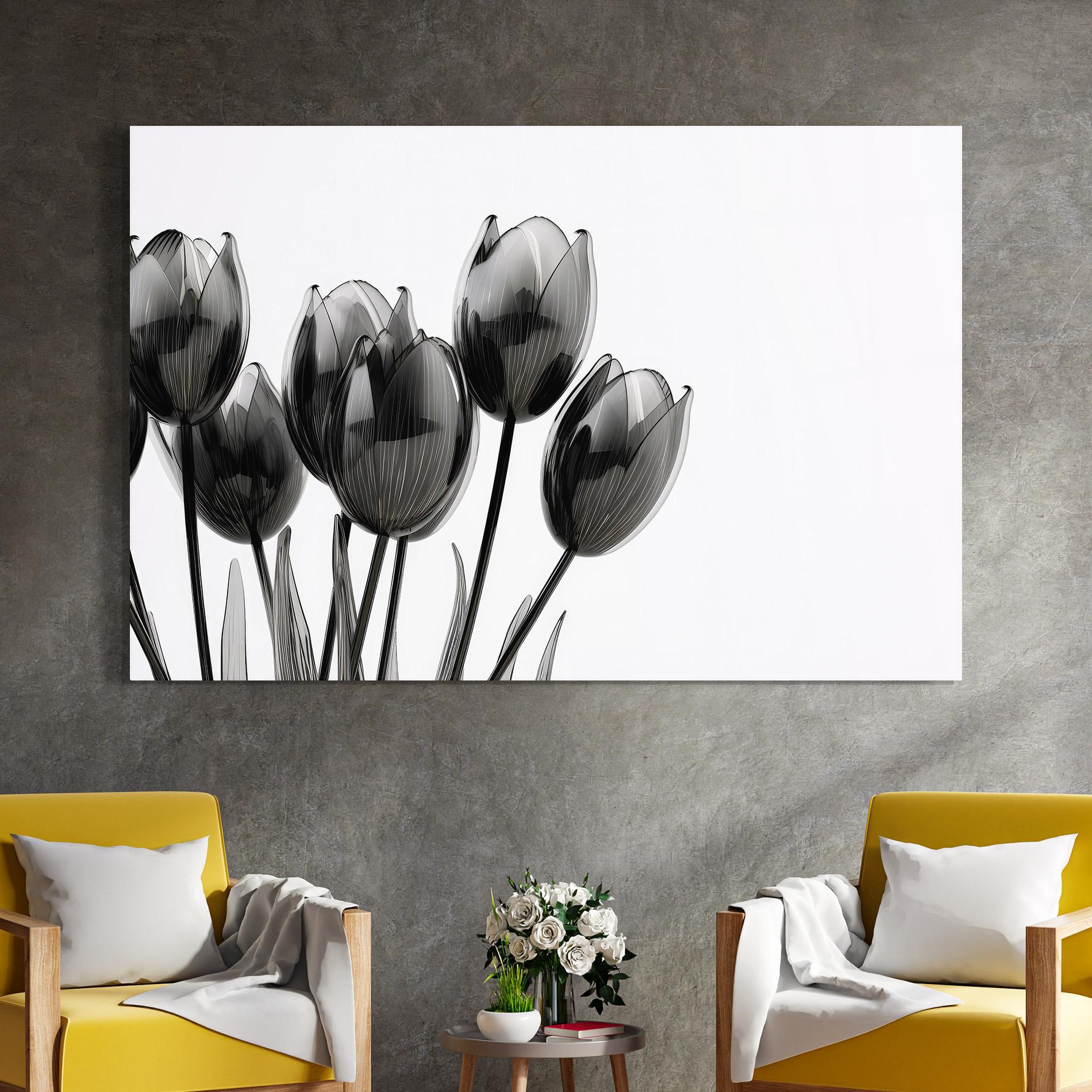 Стъклена картина Black Glass Tulips mockup 4