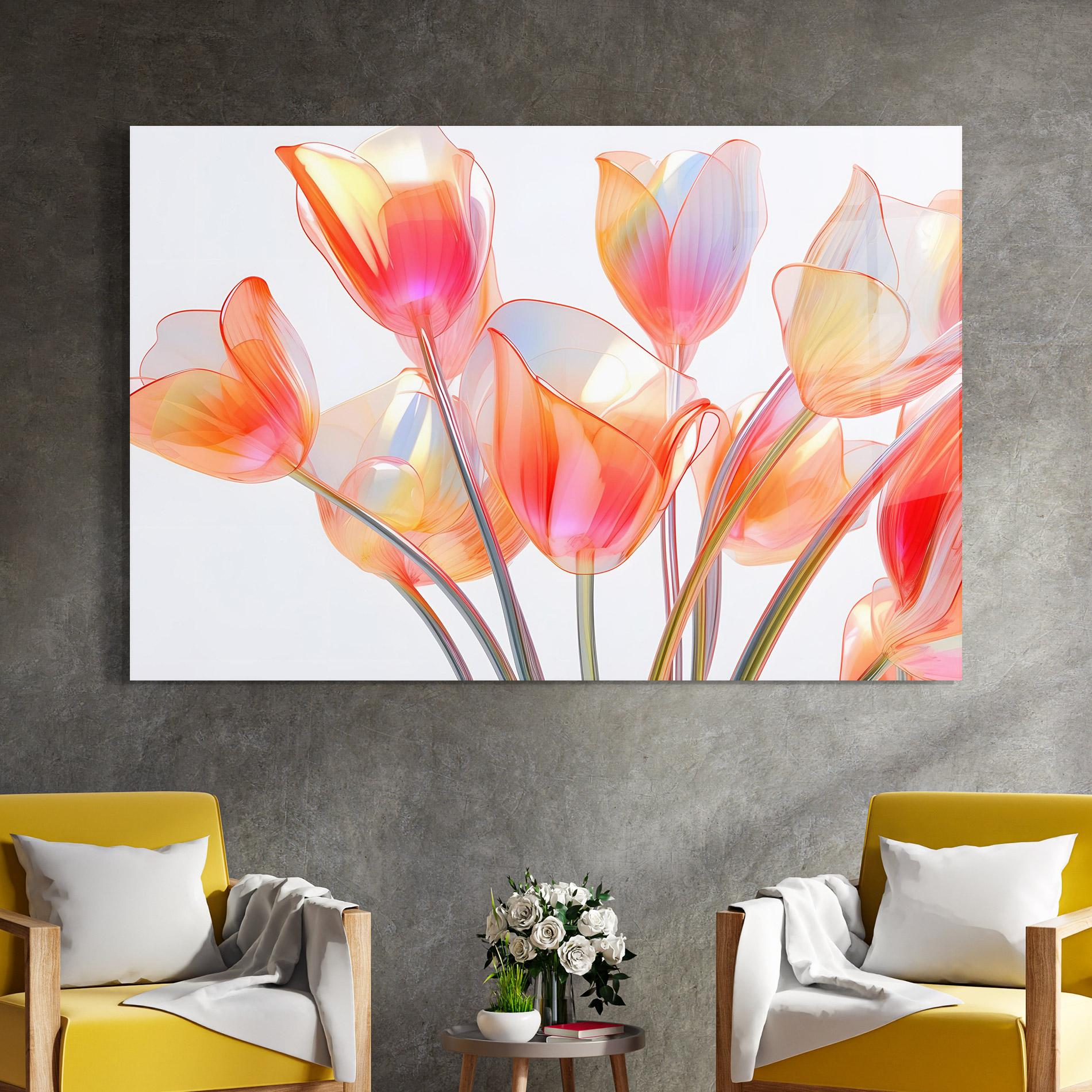 Стъклена картина Orange Glass Tulip mockup 4