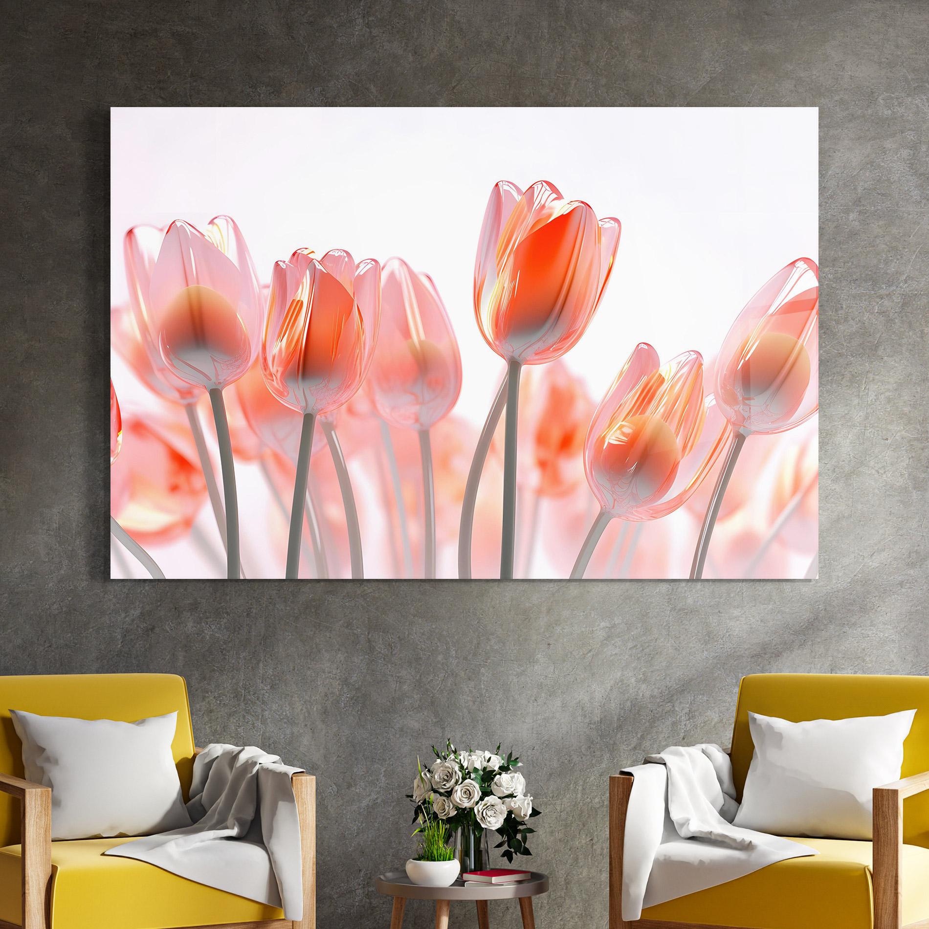 Стъклена картина Orange Glass Tulips mockup 4