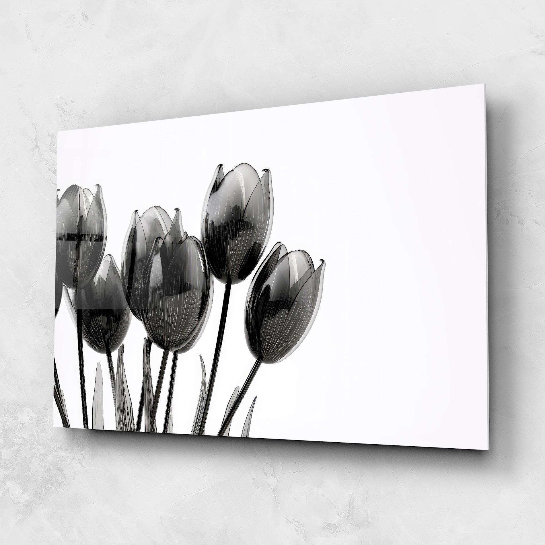 Стъклена картина Black Glass Tulips mockup 1