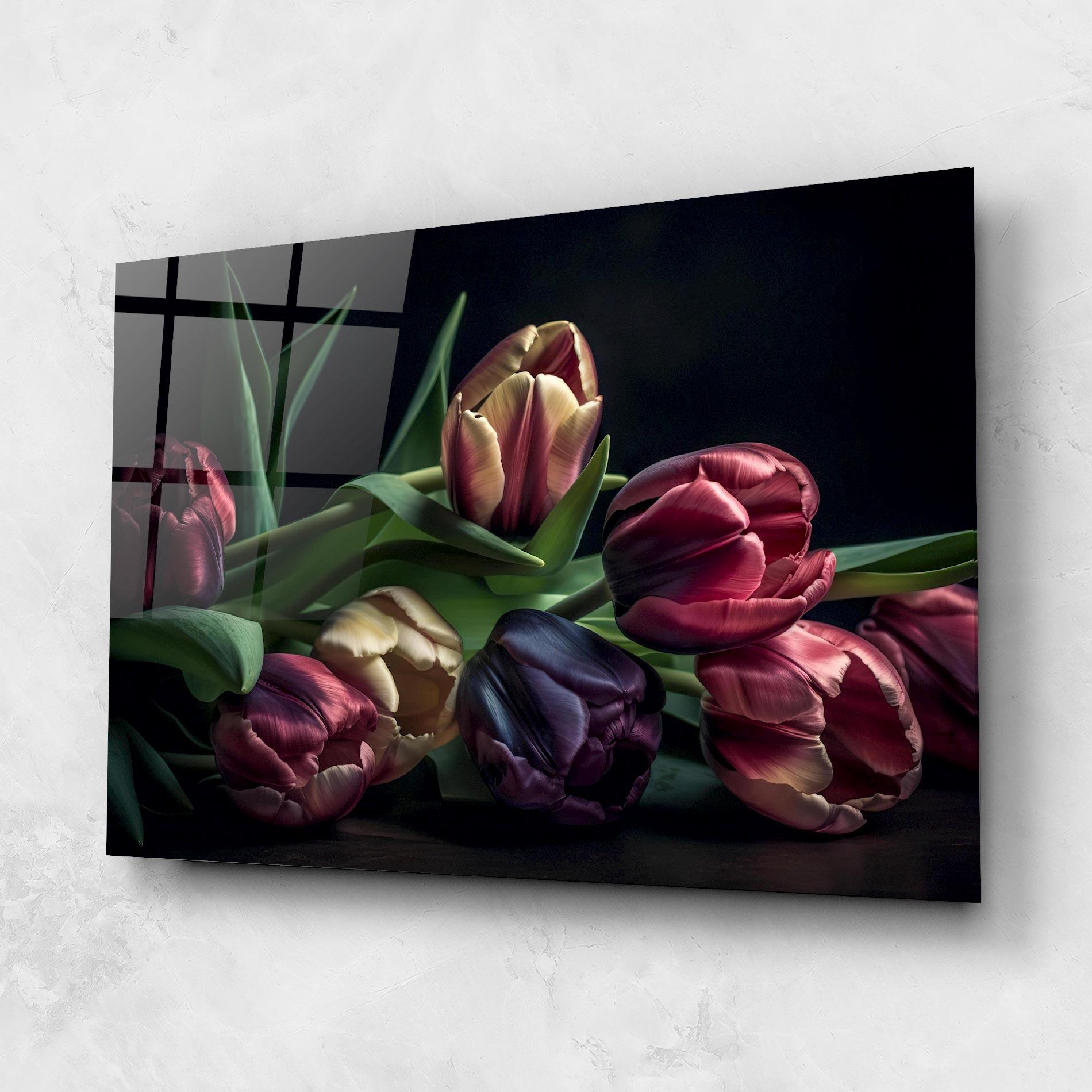 Стъклена картина Dark Purple Tulip mockup 1