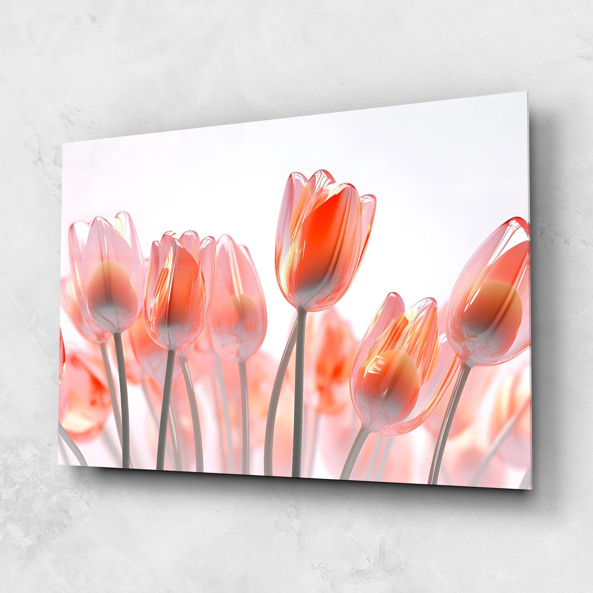 Стъклена картина Orange Glass Tulips mockup 1