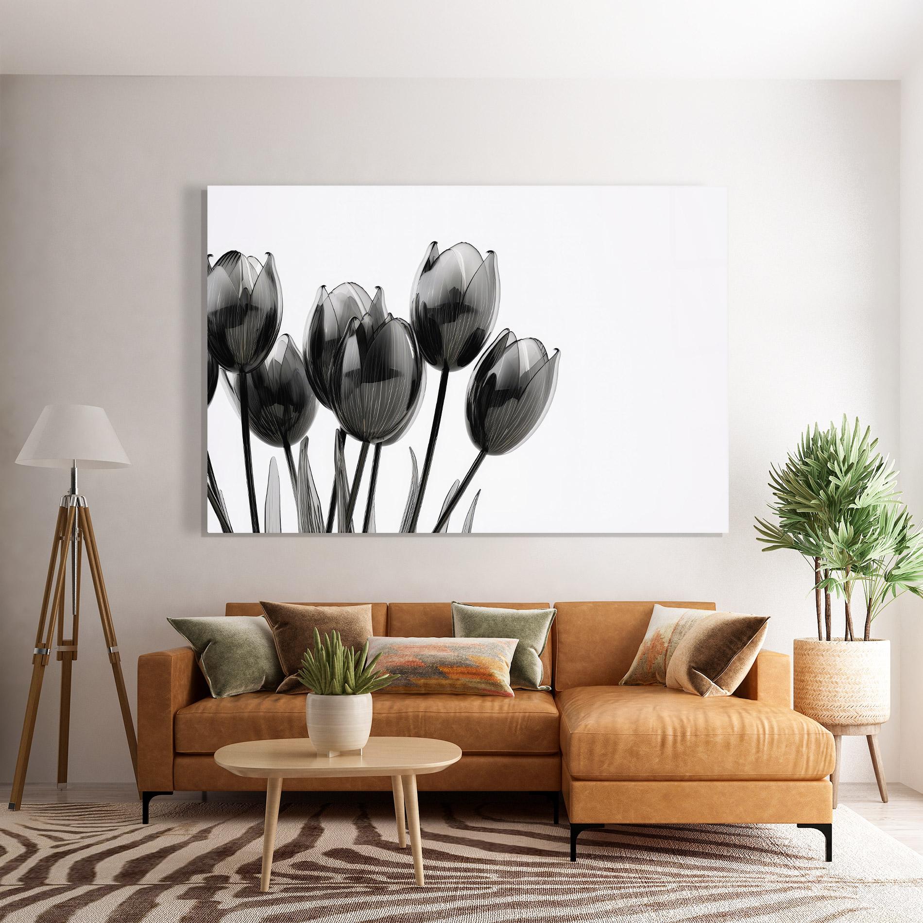 Стъклена картина Black Glass Tulips mockup 7