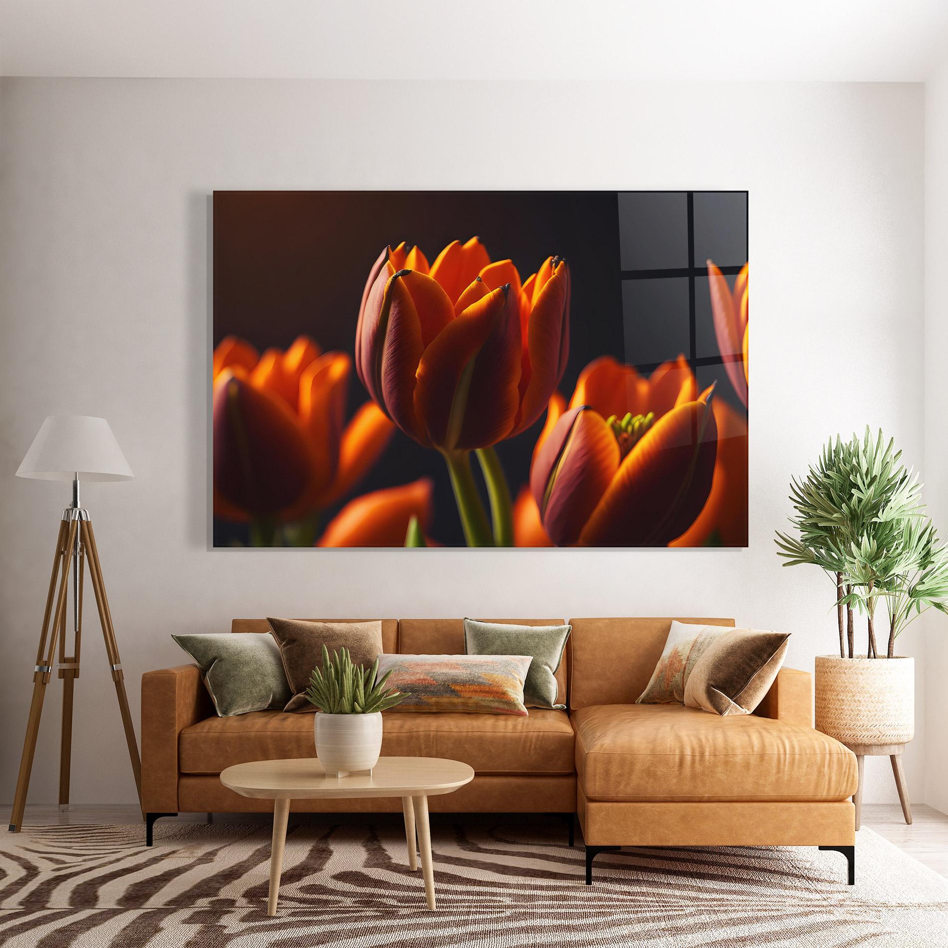 Стъклена картина Close Up Orange Tulip mockup 7
