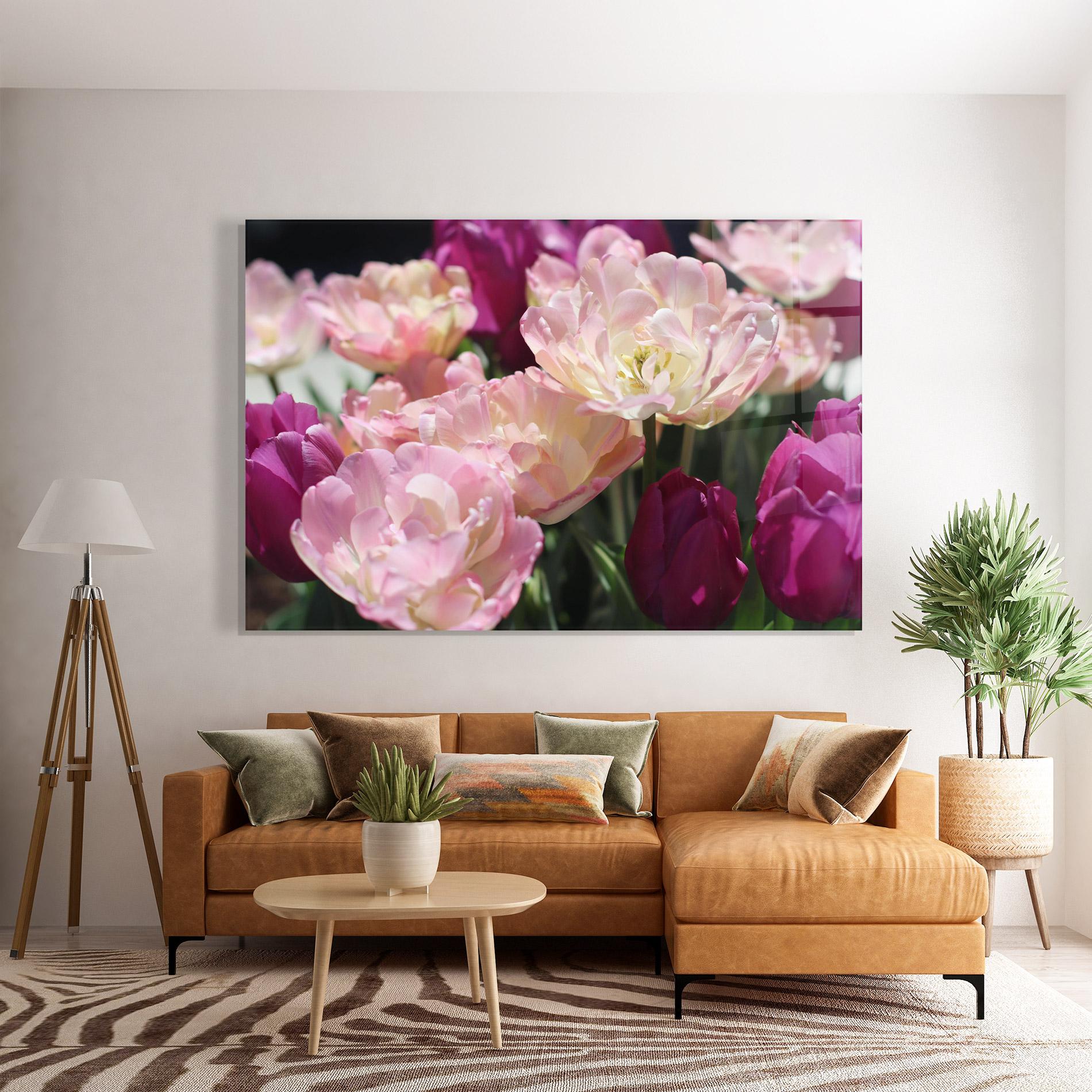 Стъклена картина Opened Tulips mockup 7