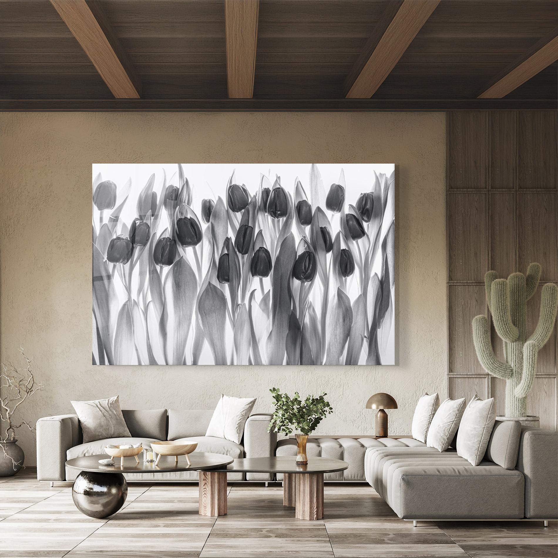 Стъклена картина Grey Tulips mockup 8