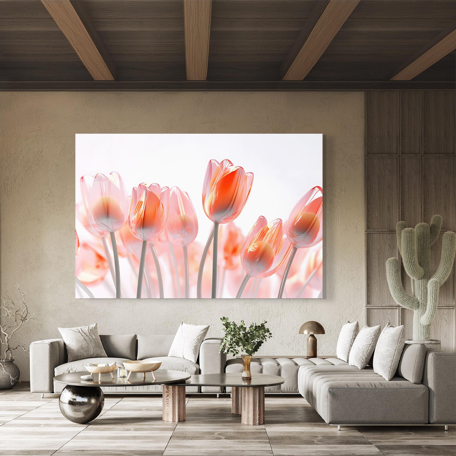 Стъклена картина Orange Glass Tulips mockup 8