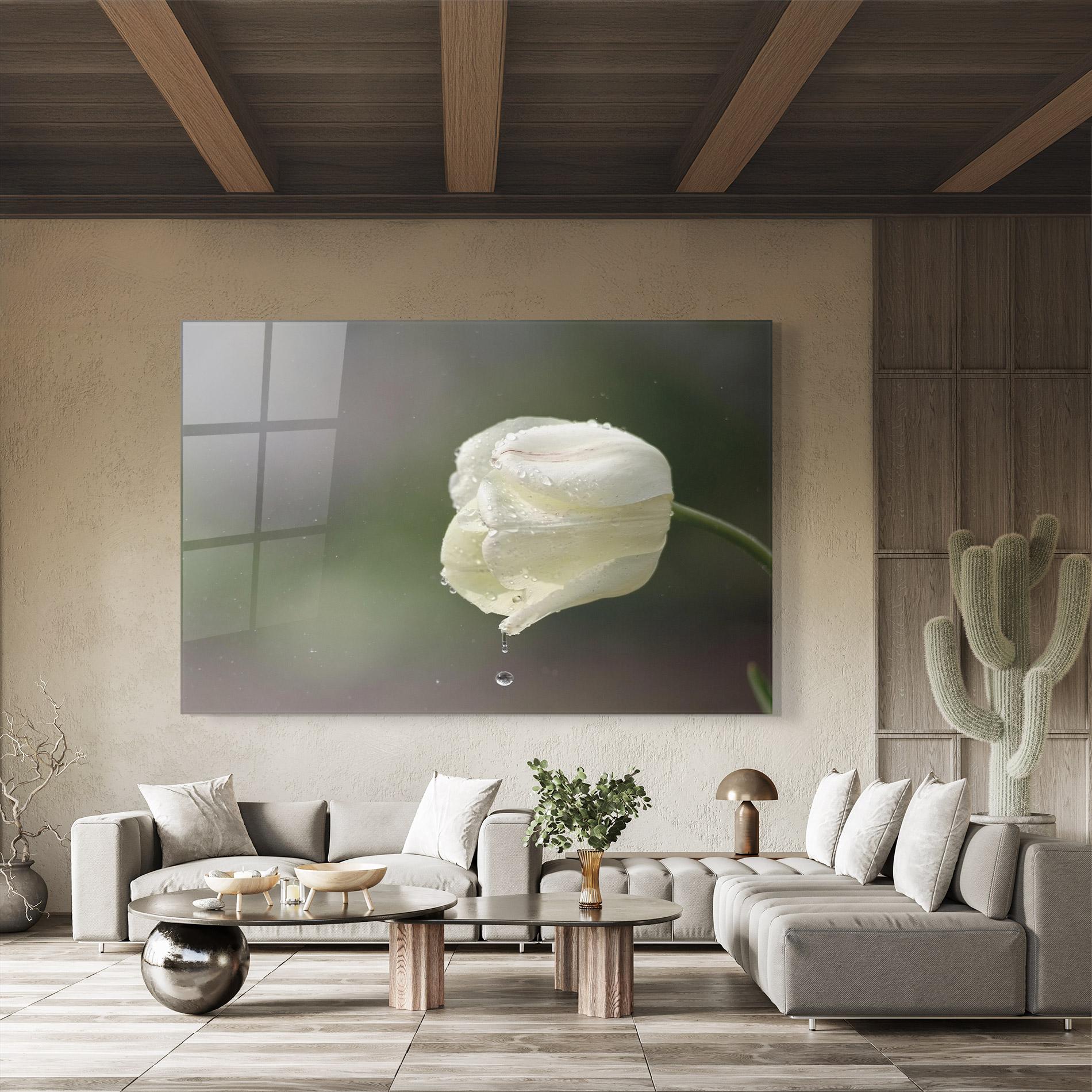 Стъклена картина White Single Tulip mockup 8