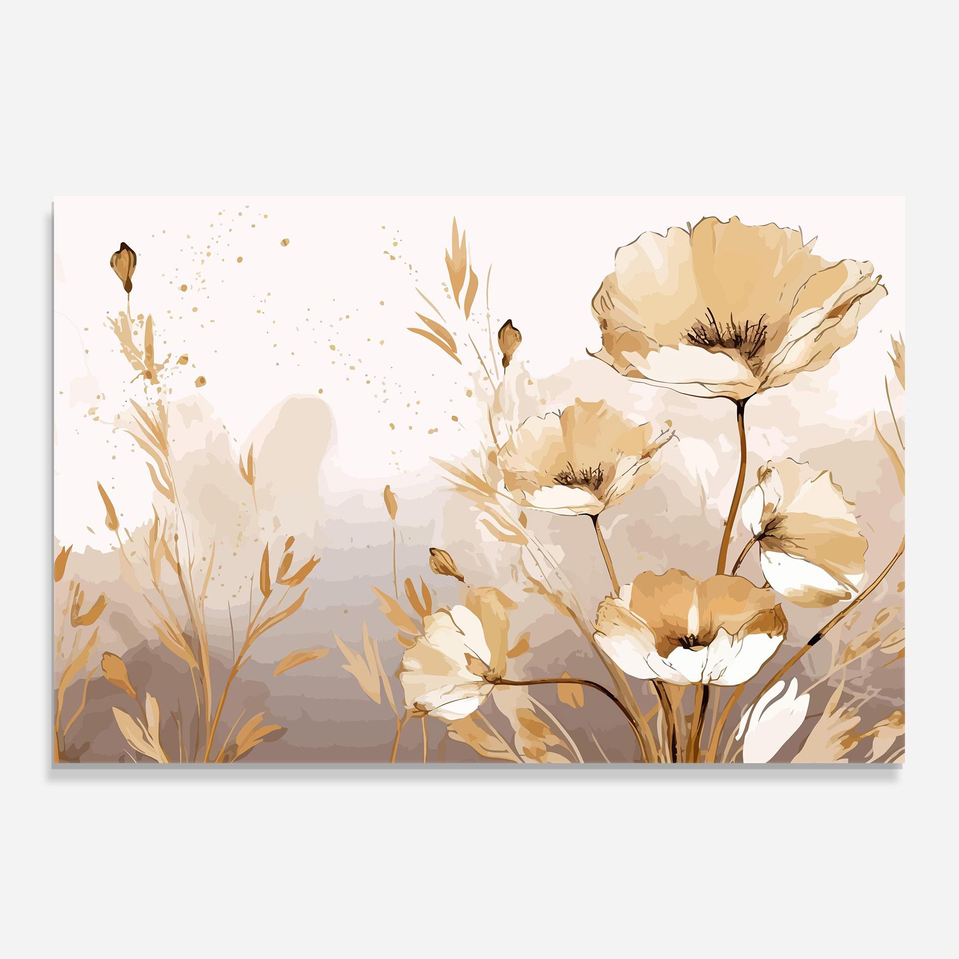 Стъклена картина Gold Cream Poppy mockup 0