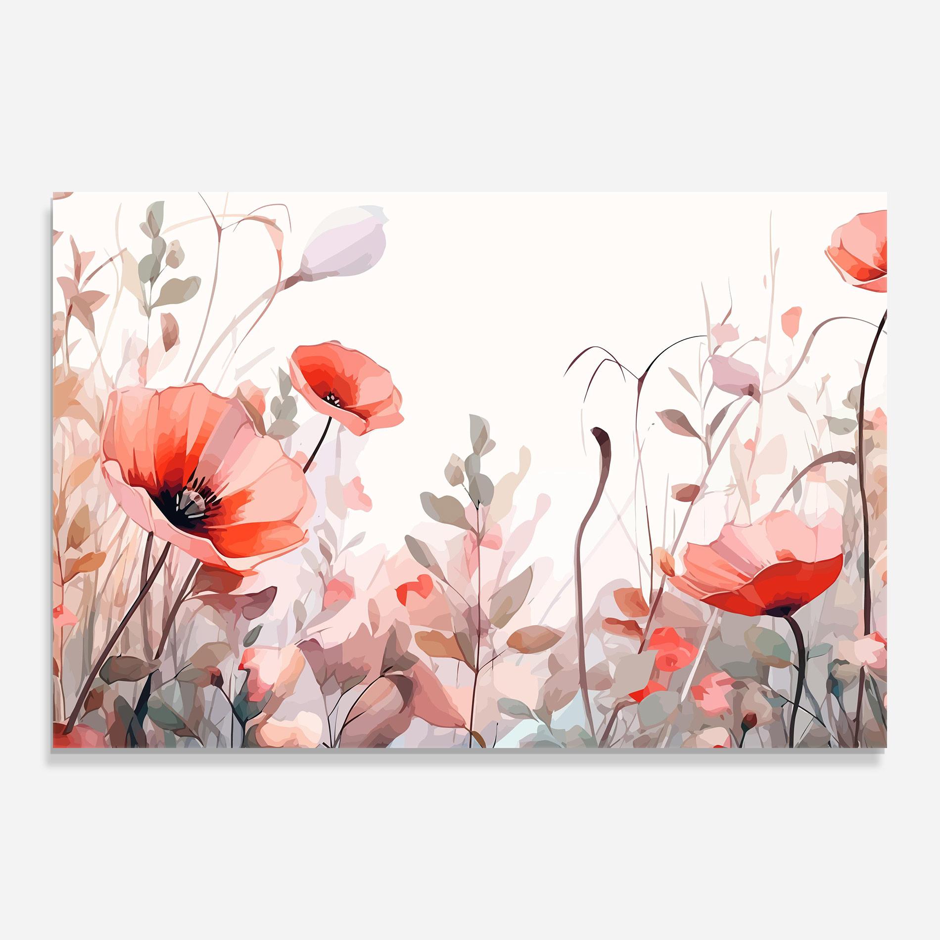 Стъклена картина Pastel Red Poppy mockup 0