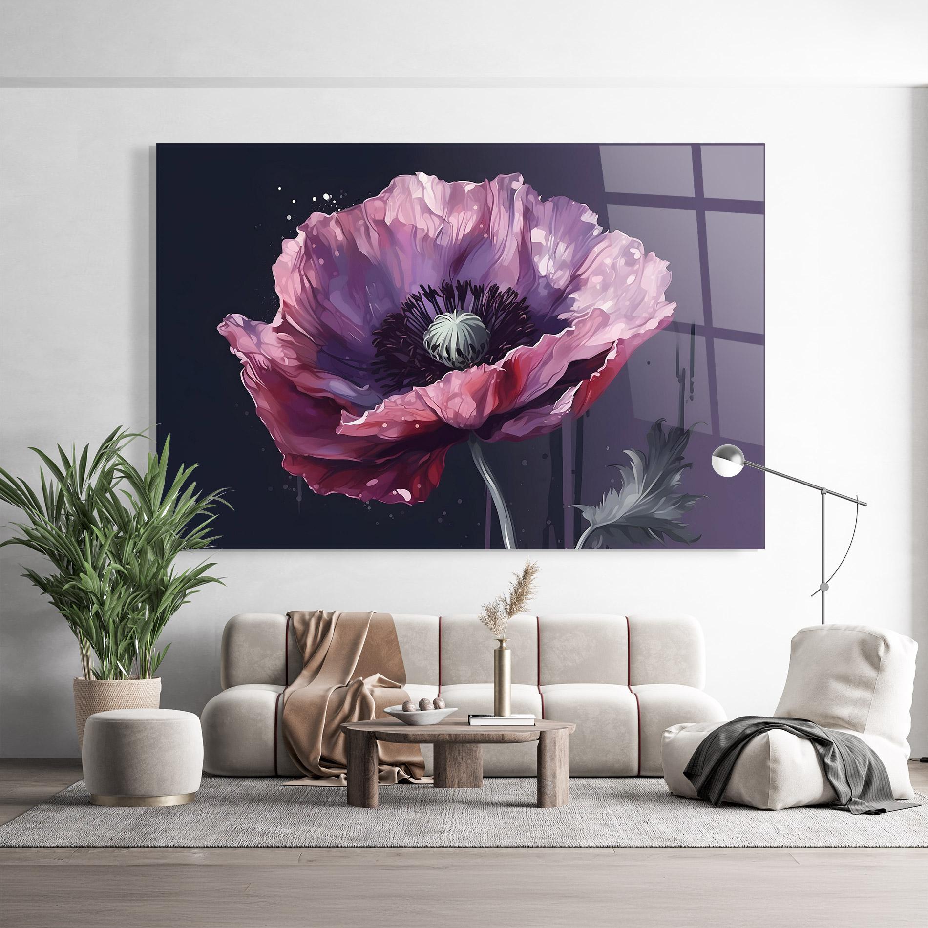 Стъклена картина Light Purple Poppy mockup 9