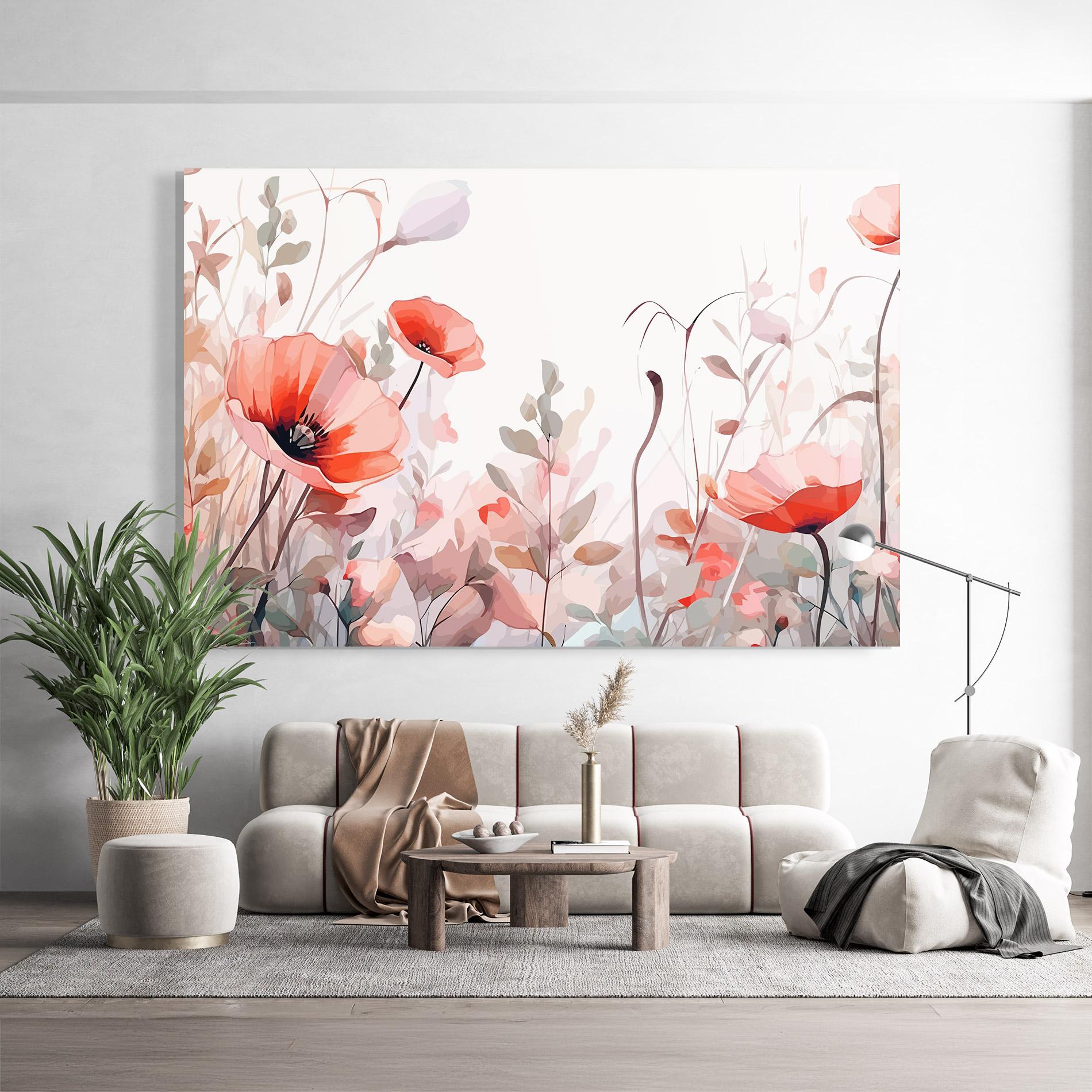 Стъклена картина Pastel Red Poppy mockup 9