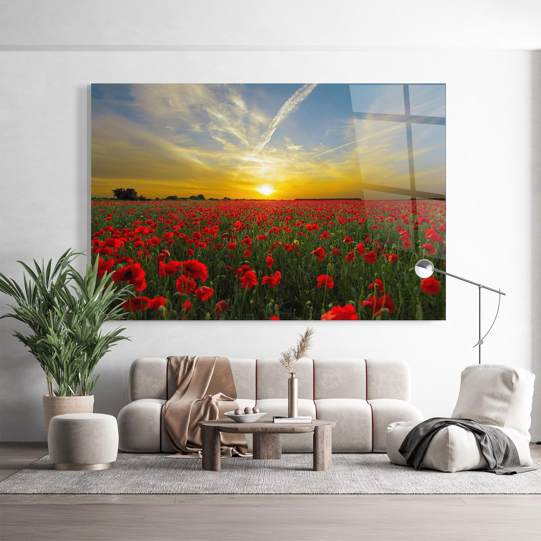Стъклена картина Poppies Sunset mockup 9