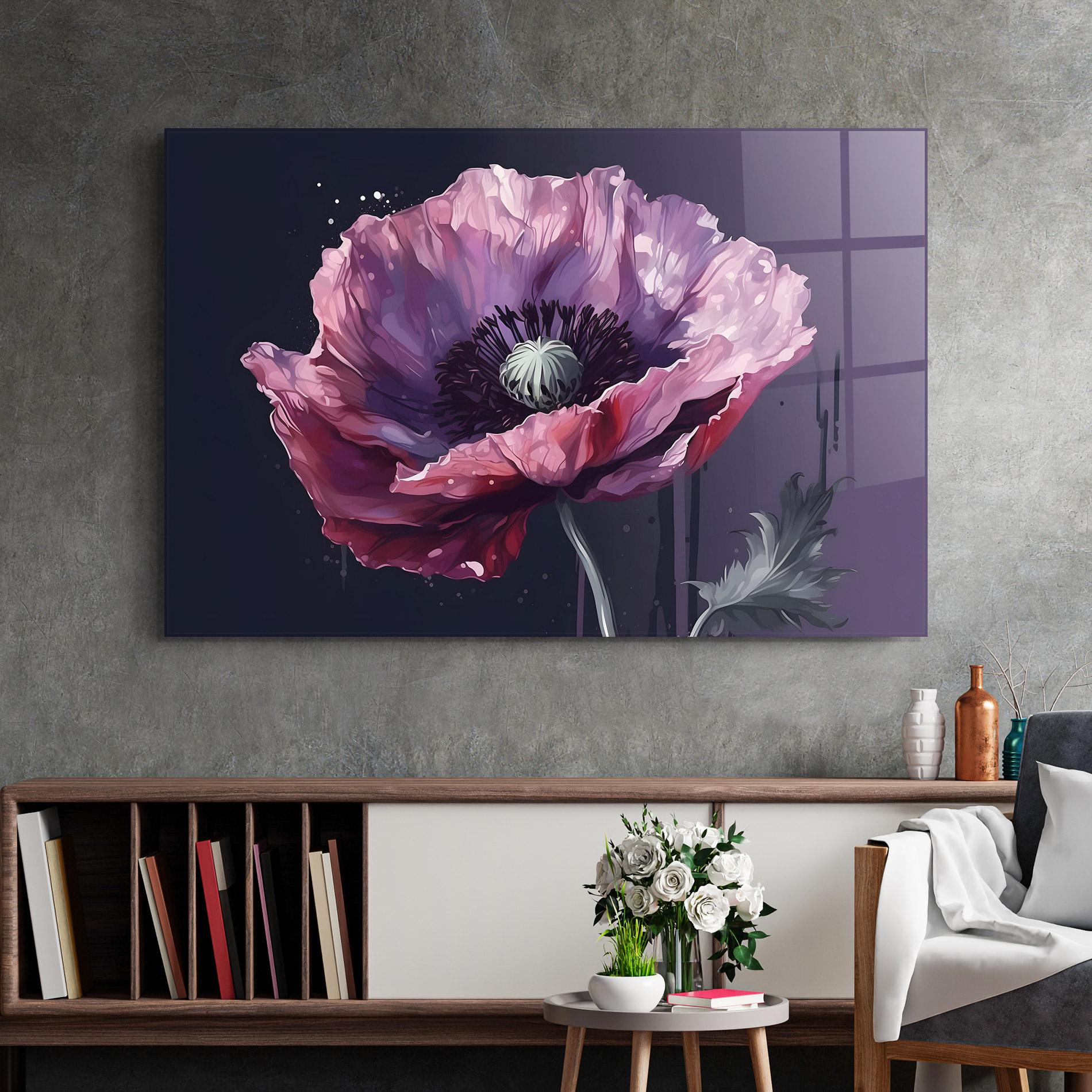 Стъклена картина Light Purple Poppy mockup 2