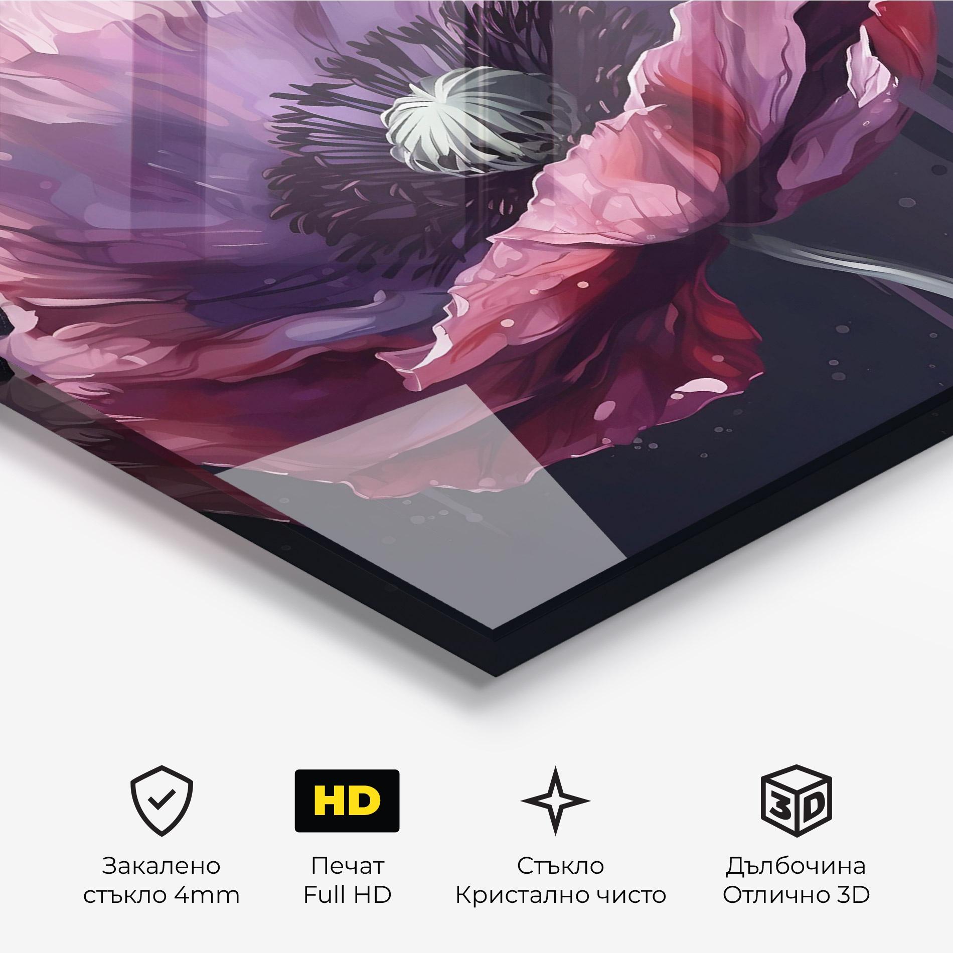 Стъклена картина Light Purple Poppy mockup 3