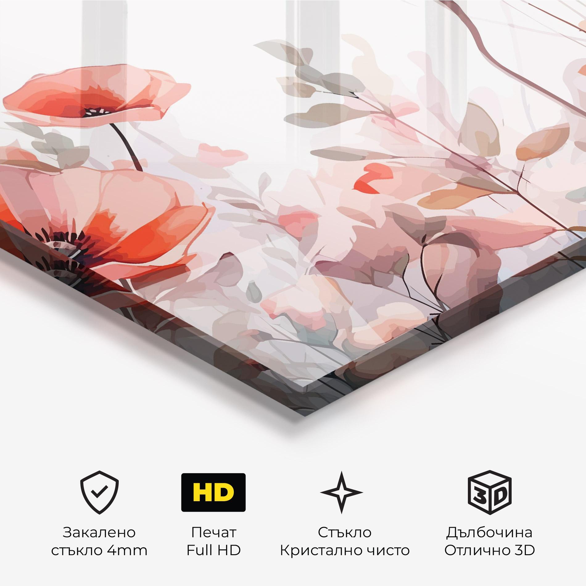 Стъклена картина Pastel Red Poppy mockup 3