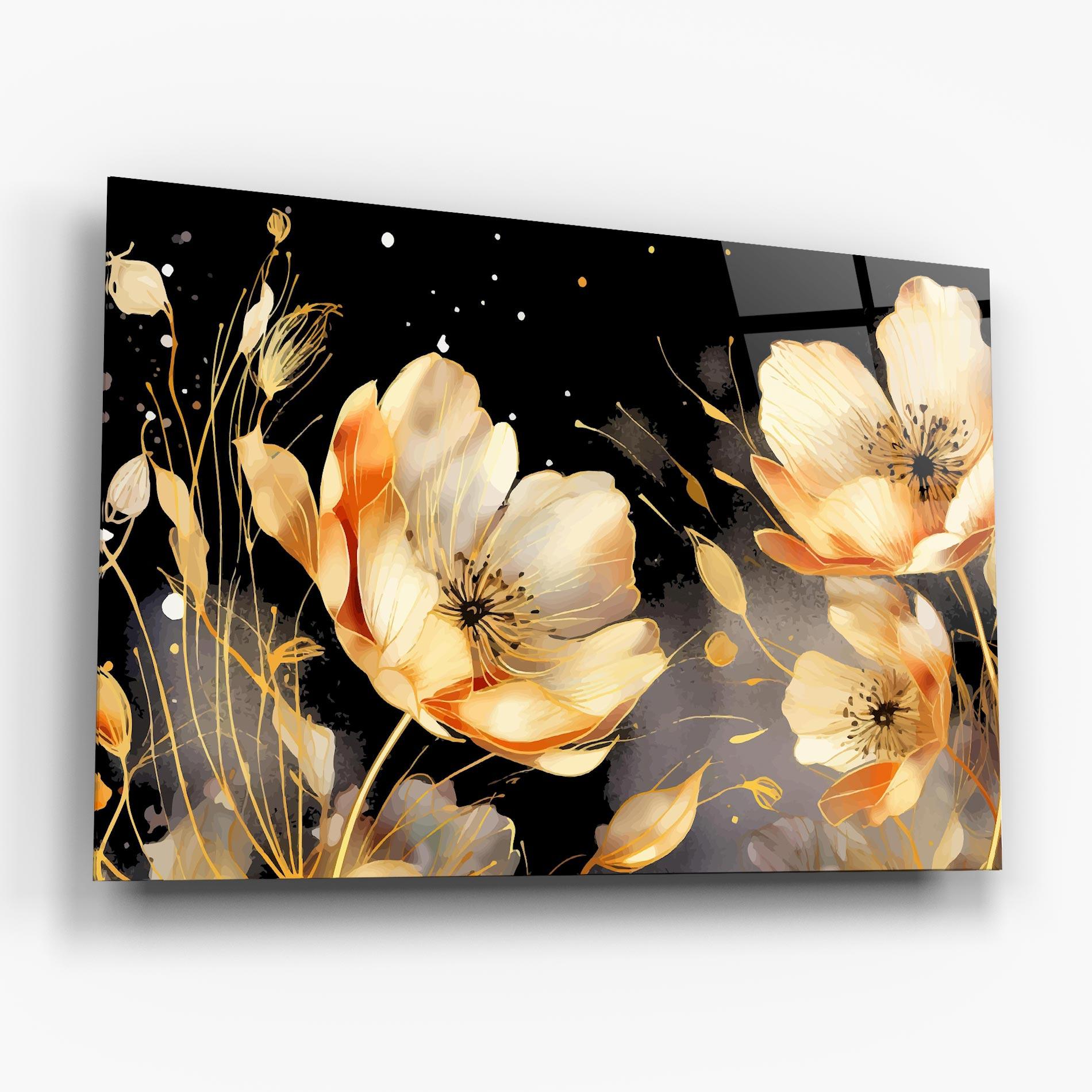 Стъклена картина Gold Poppy Black mockup 6