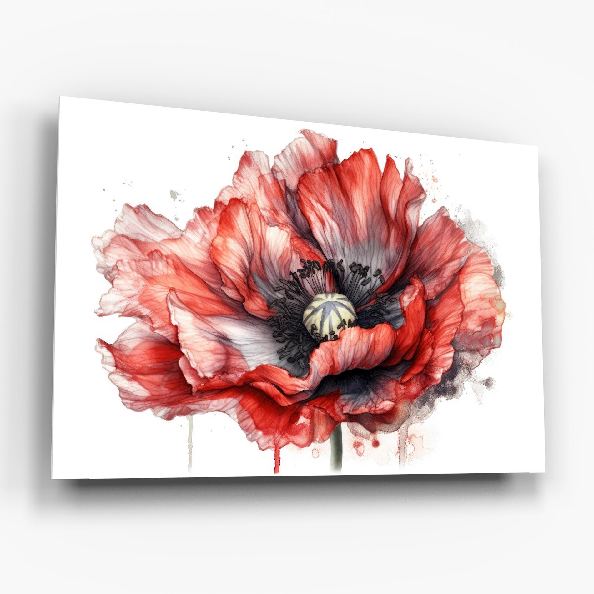 Стъклена картина Painted Red Poppy mockup 6