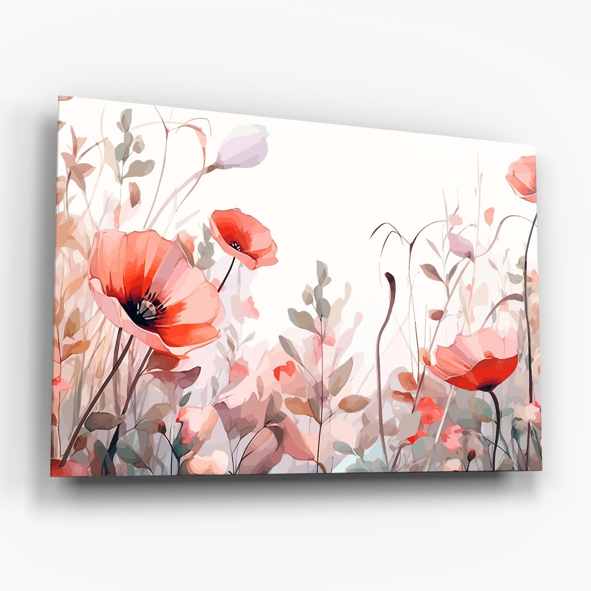 Стъклена картина Pastel Red Poppy mockup 6