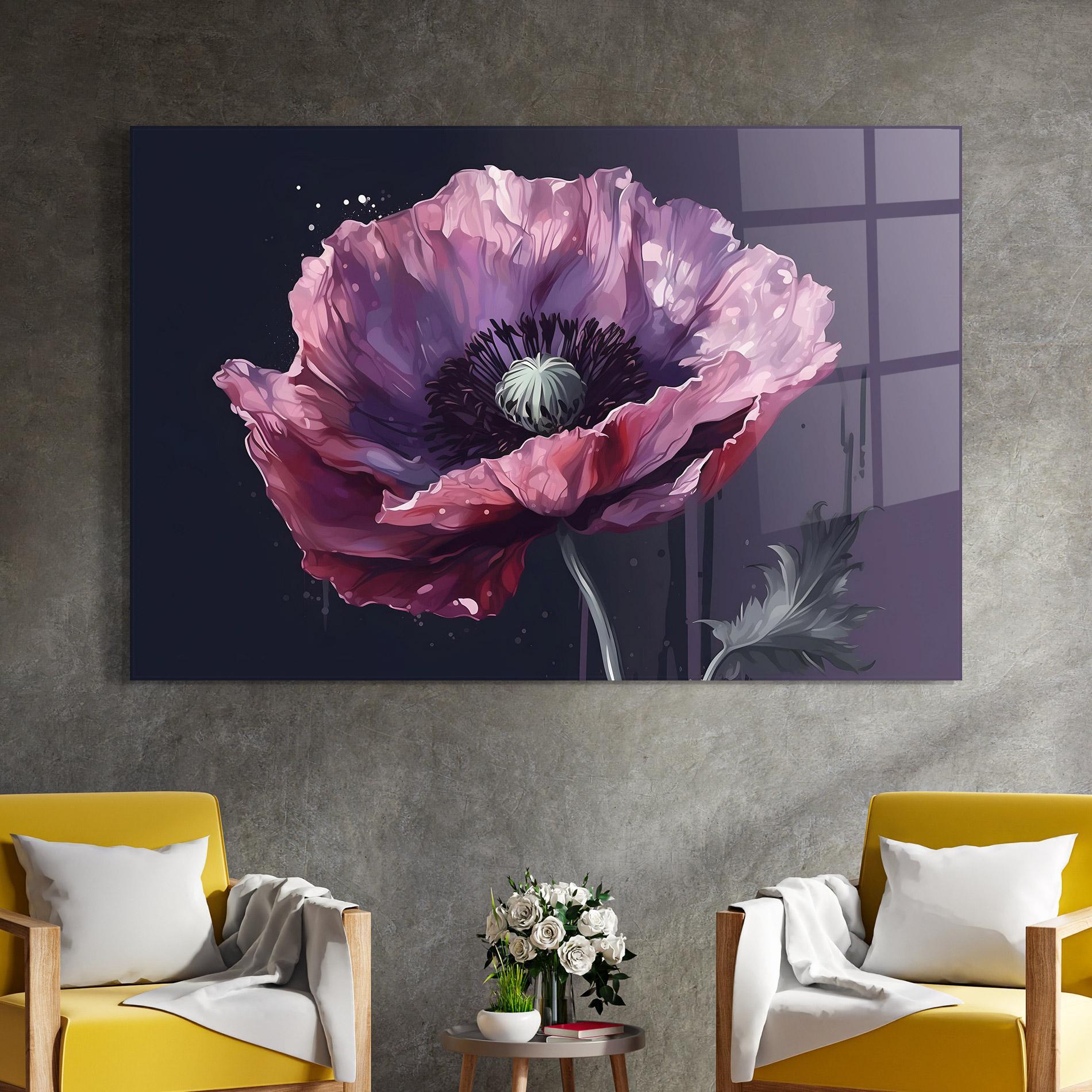 Стъклена картина Light Purple Poppy mockup 4