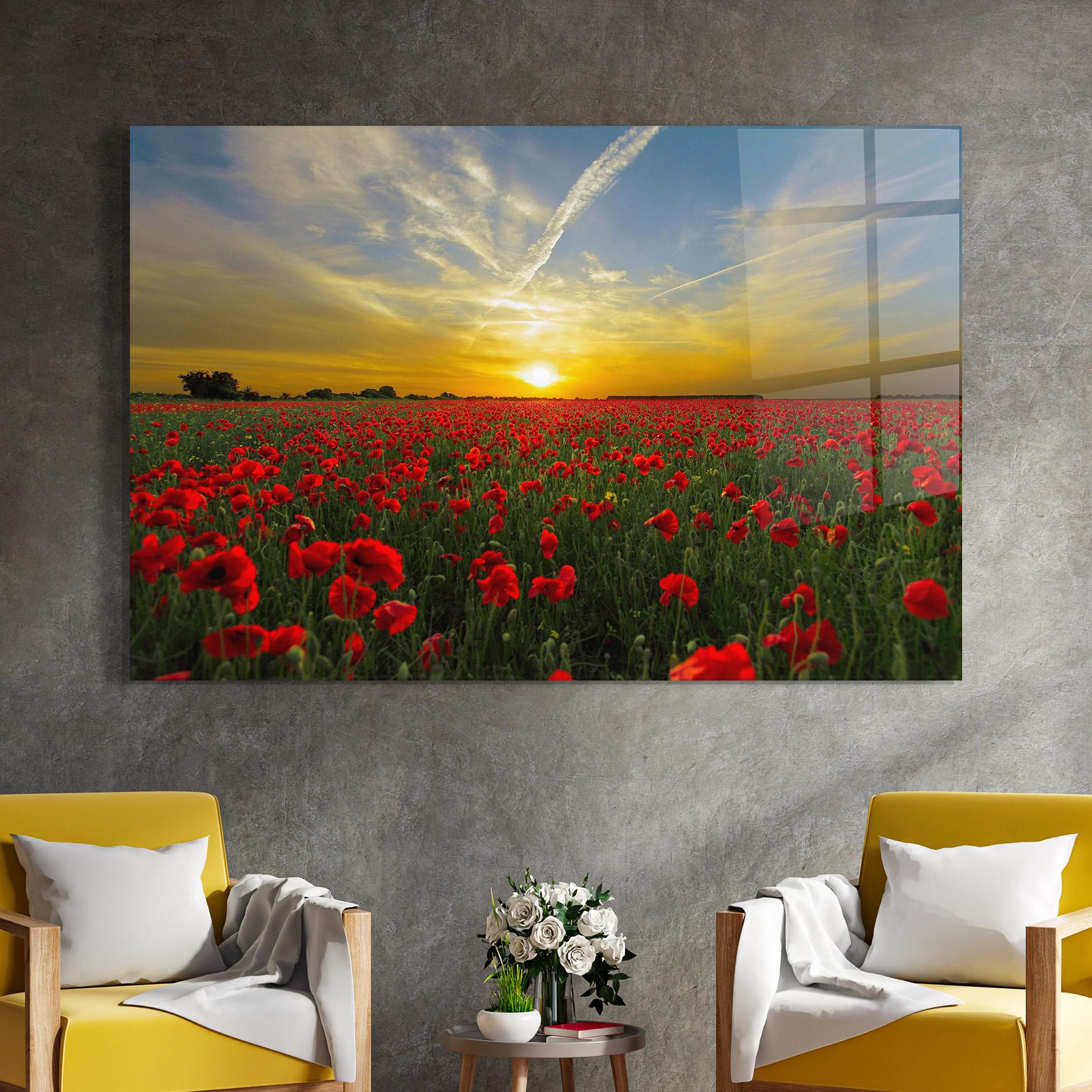 Стъклена картина Poppies Sunset mockup 4