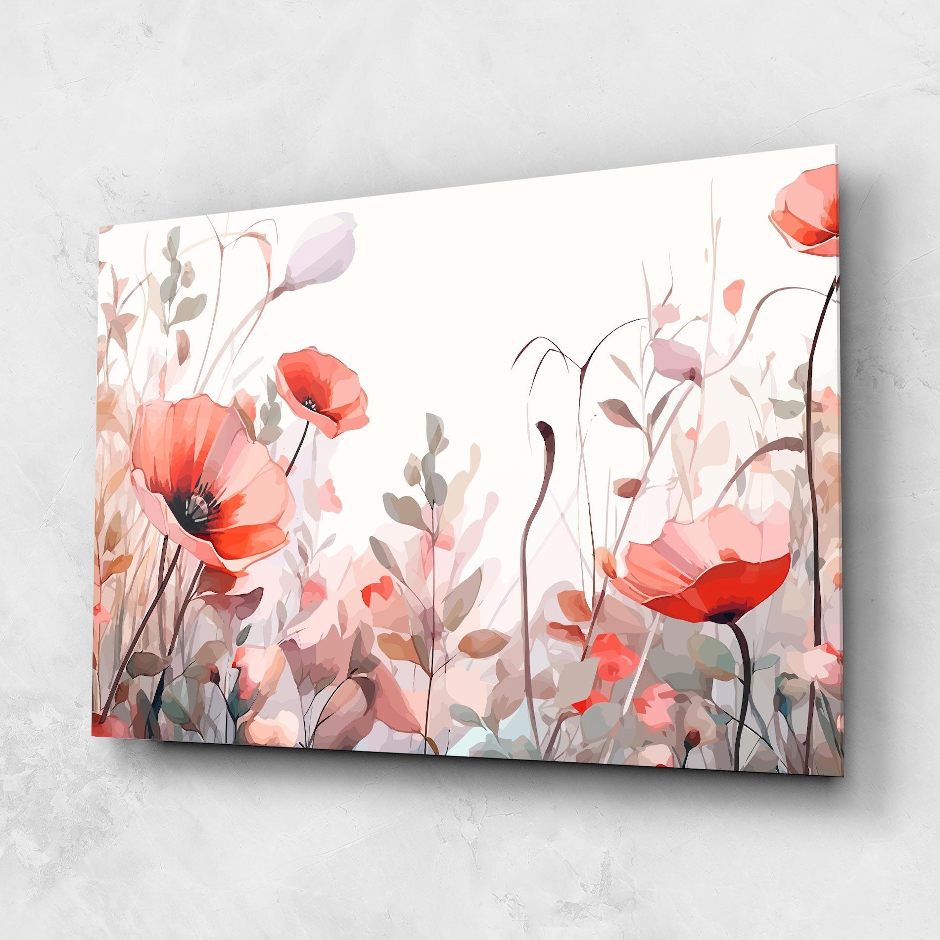 Стъклена картина Pastel Red Poppy mockup 1
