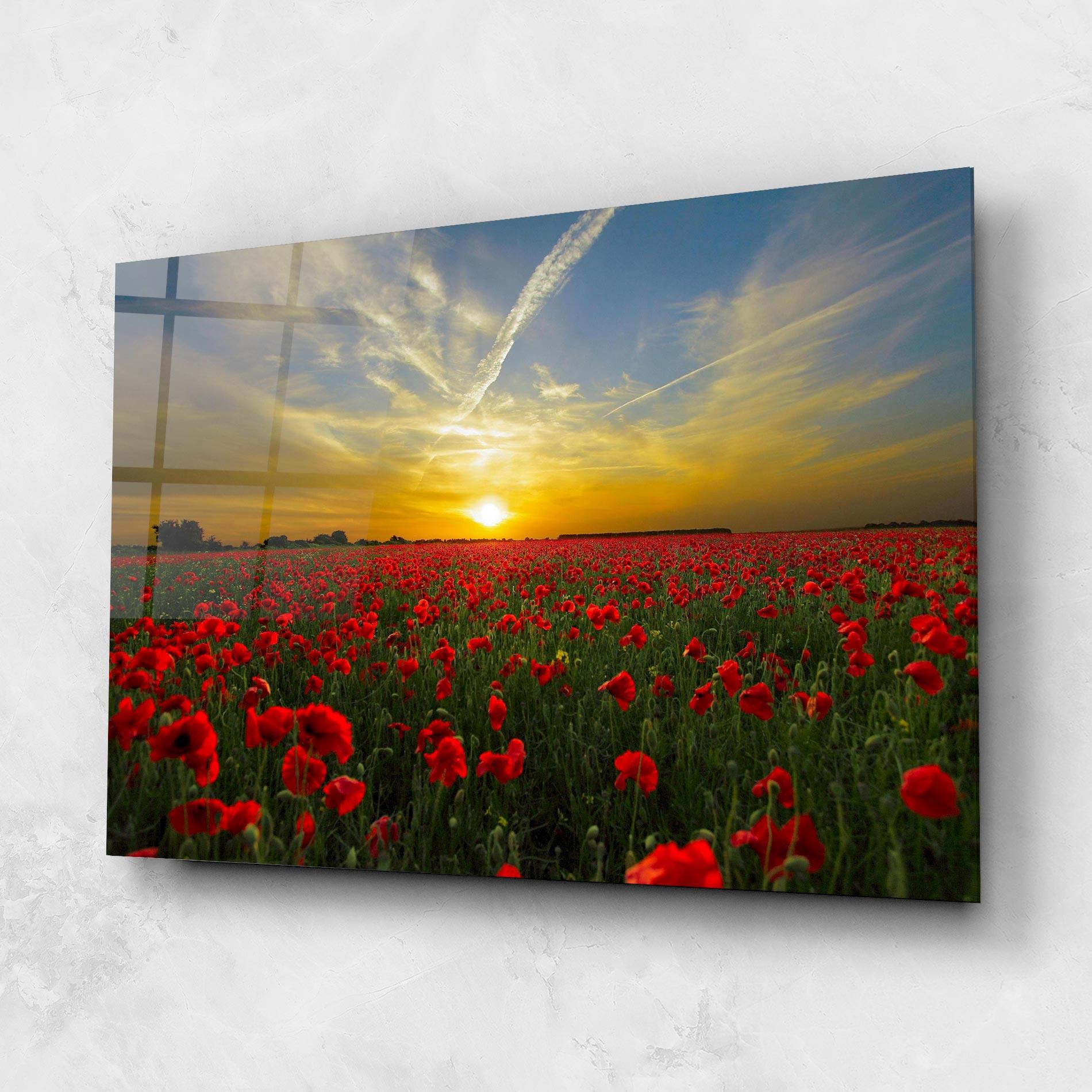 Стъклена картина Poppies Sunset mockup 1