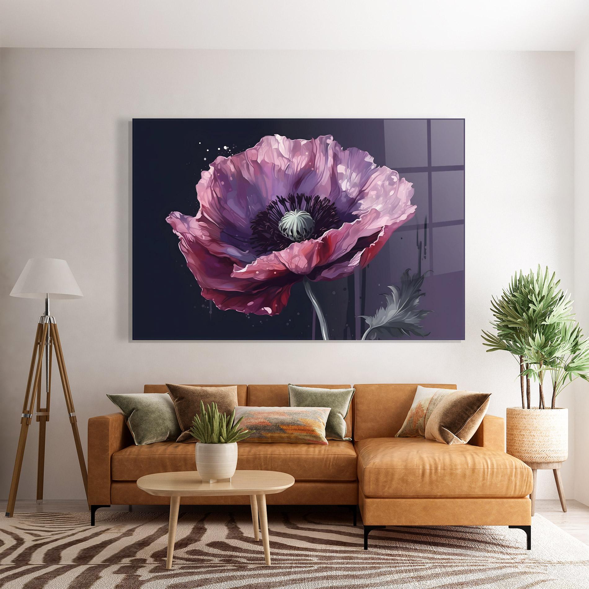 Стъклена картина Light Purple Poppy mockup 7