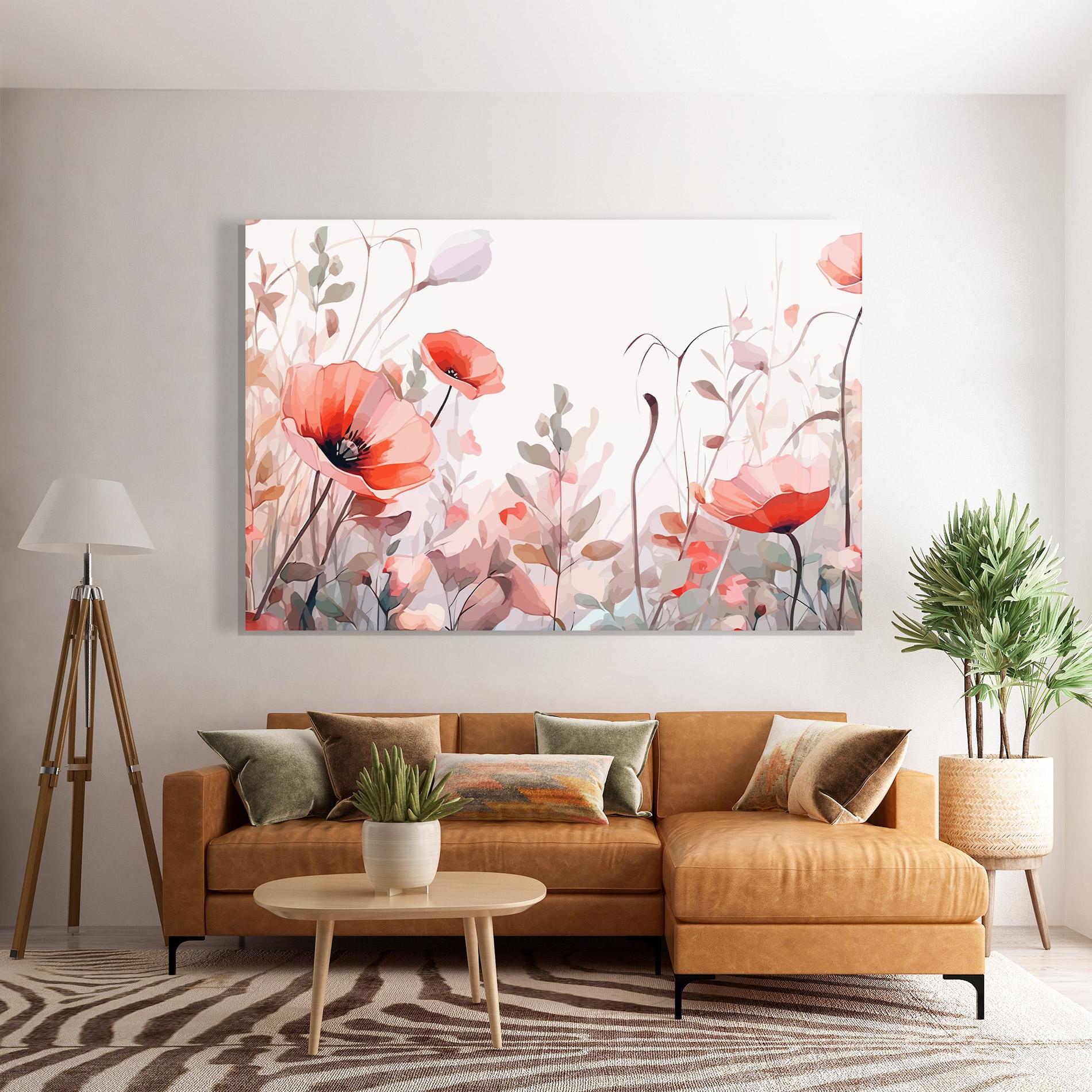 Стъклена картина Pastel Red Poppy mockup 7