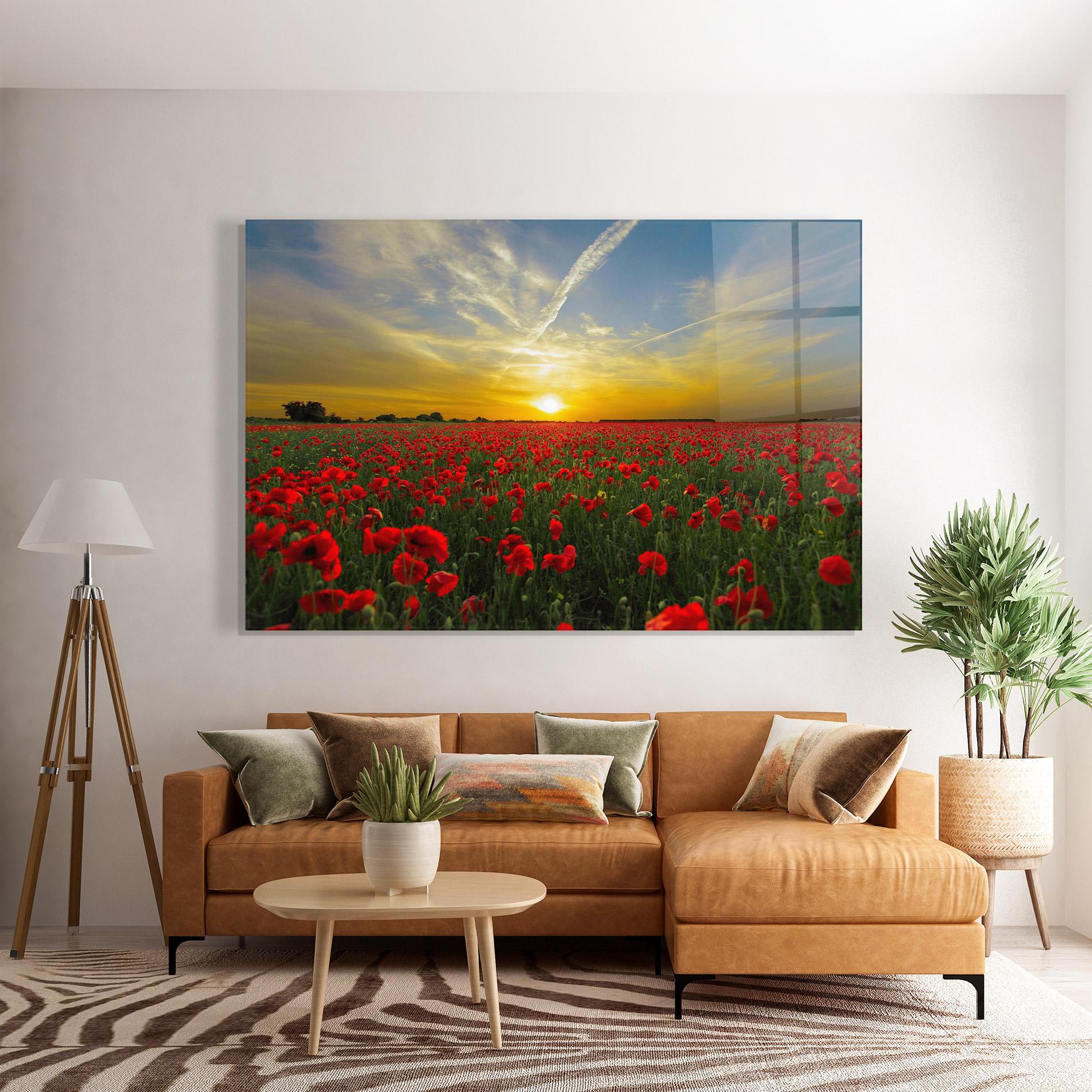 Стъклена картина Poppies Sunset mockup 7