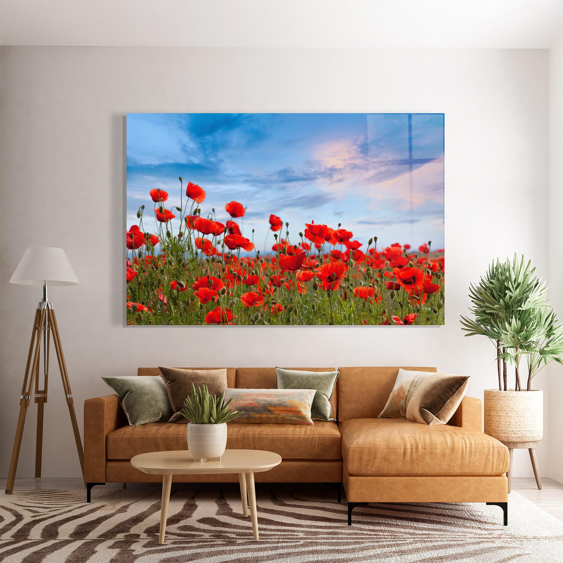 Стъклена картина Poppy Field mockup 7
