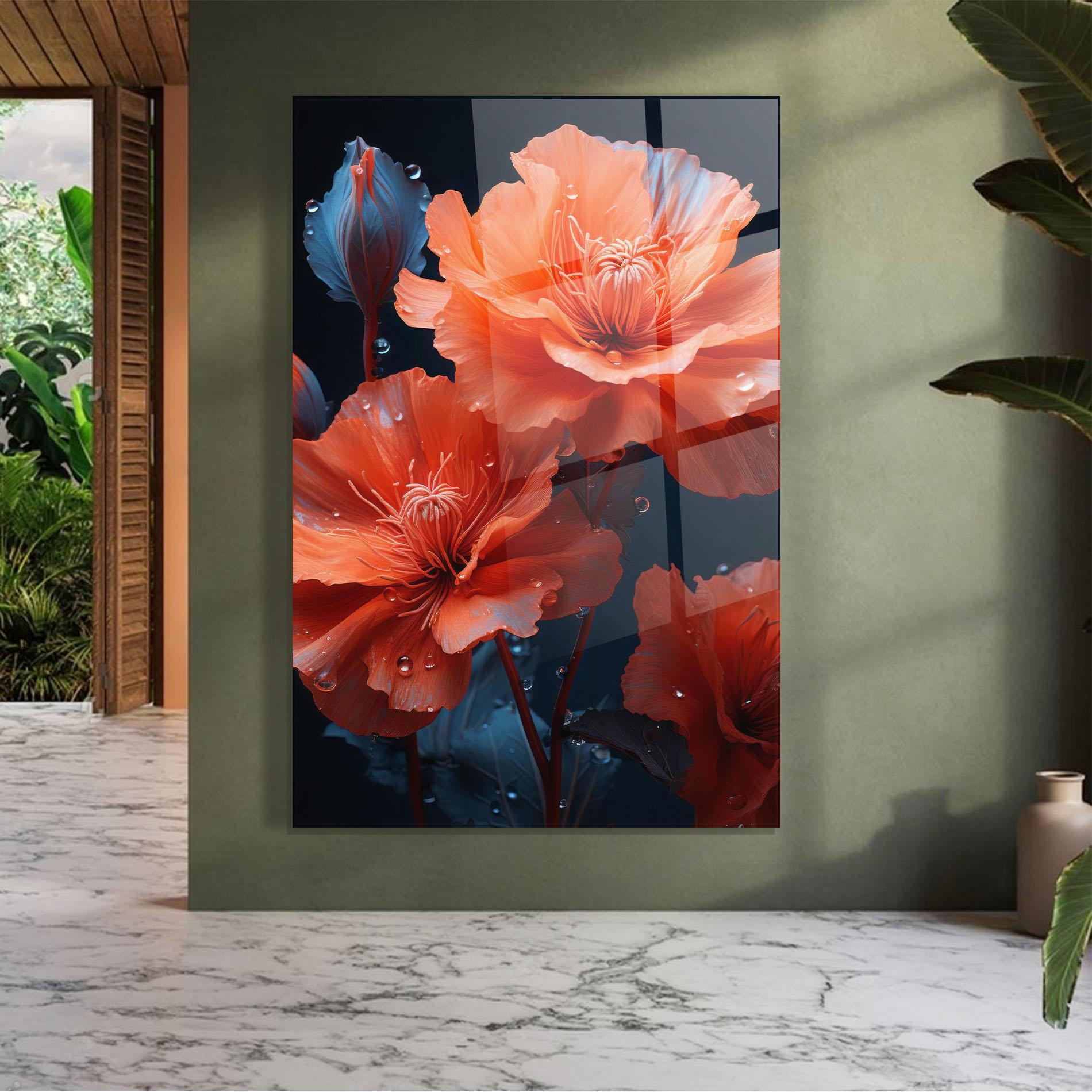 Стъклена картина Orange Poppy mockup 7