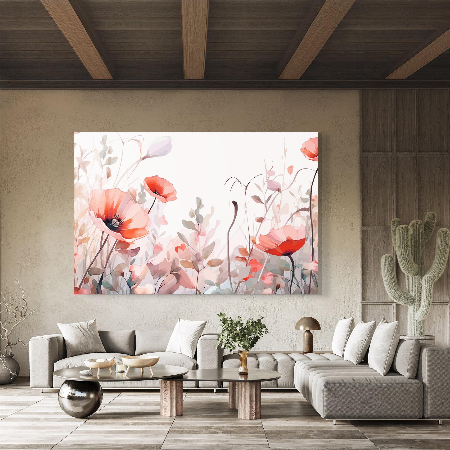 Стъклена картина Pastel Red Poppy mockup 8