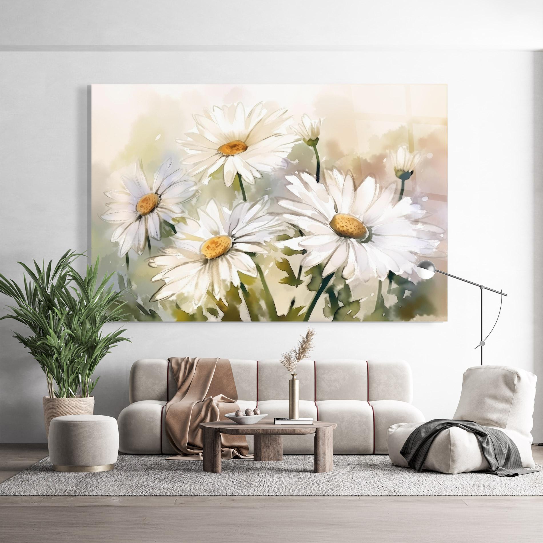 Стъклена картина Daisy Painting mockup 9