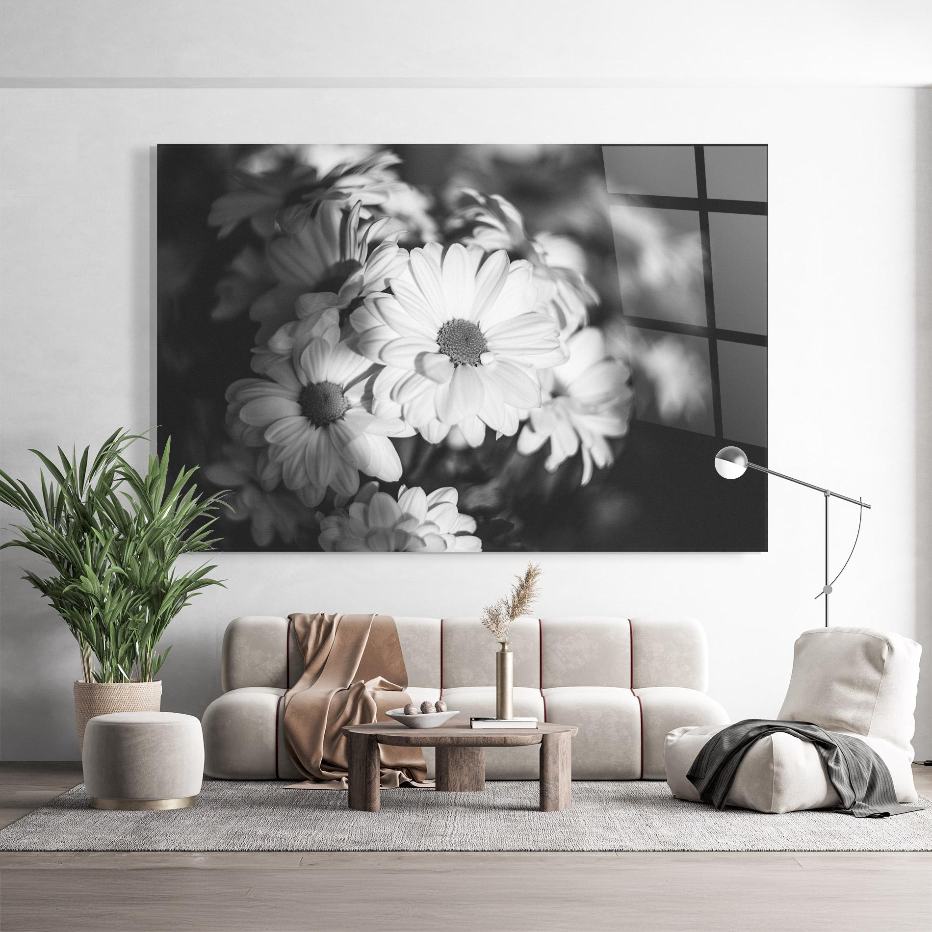 Стъклена картина Grey Daisy mockup 9