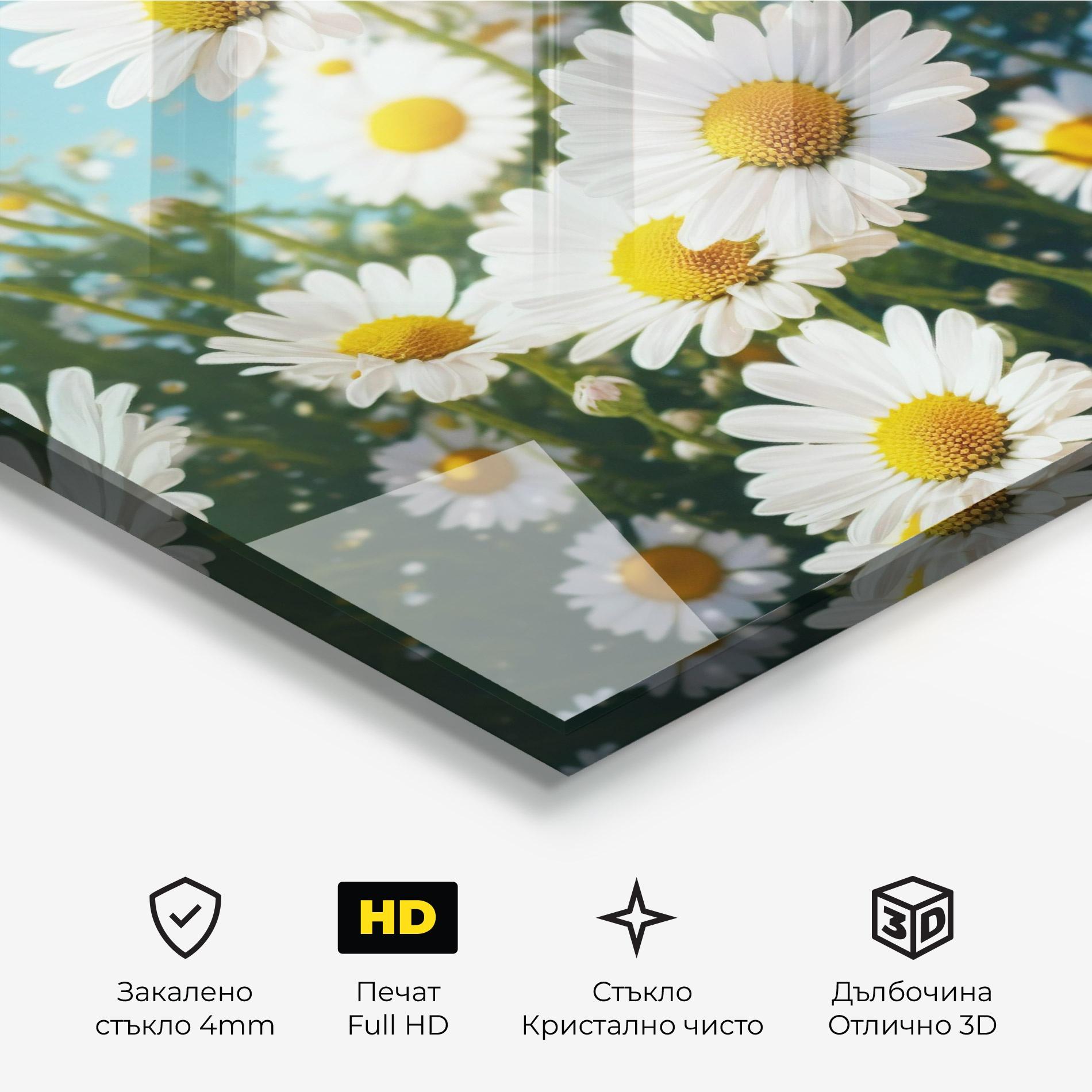 Стъклена картина Daisy Field View mockup 3